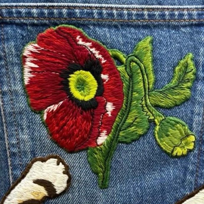 Gucci Gucci denim jeans with an embroidered tiger and flower patch Size US 34 / EU 50 - 6 Thumbnail