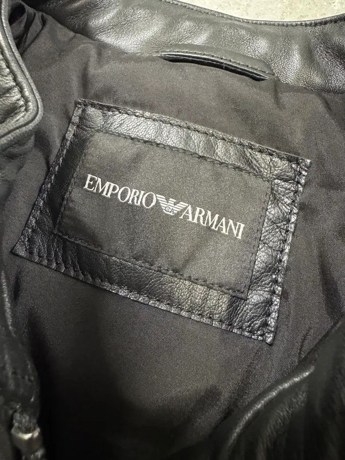 Emporio Armani FW2018 Emporio Armani Biker Padded Black Leather Jacket Size US M / EU 48-50 / 2 - 6 Thumbnail