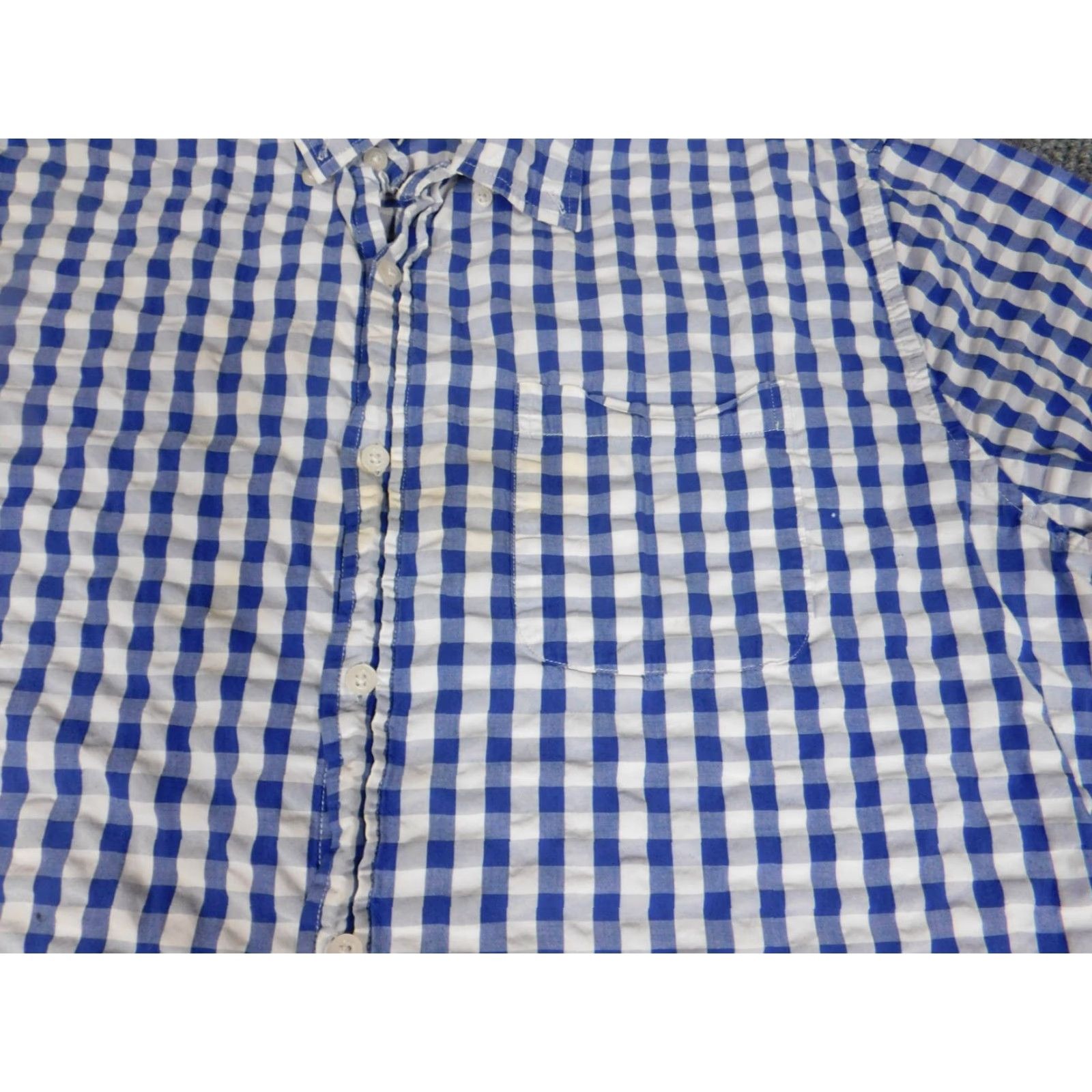 Vintage Saddlebred Shirt Button-Up Plaid Blue 2XL Mens Short Sleeve Collared Button Down Cotton Knit Size US XXL / EU 58 / 5 - 7 Thumbnail