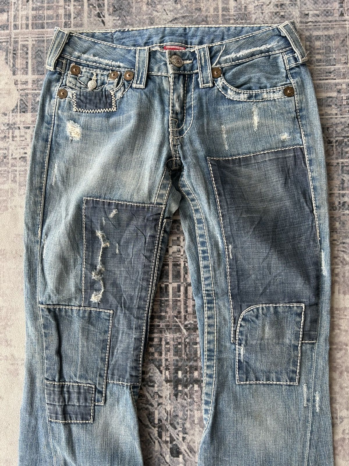 If Six Was Nine True Religion Flared Patchwork Jeans Size US 28 / EU 44 - 5 Thumbnail