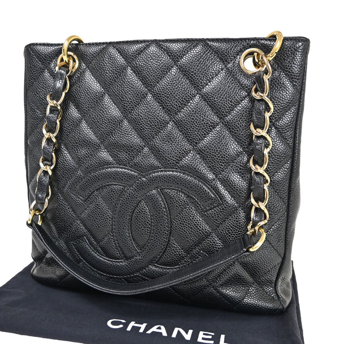 image of Chanel Pst (Petite Shopping Tote) Handbag in Black, Women's