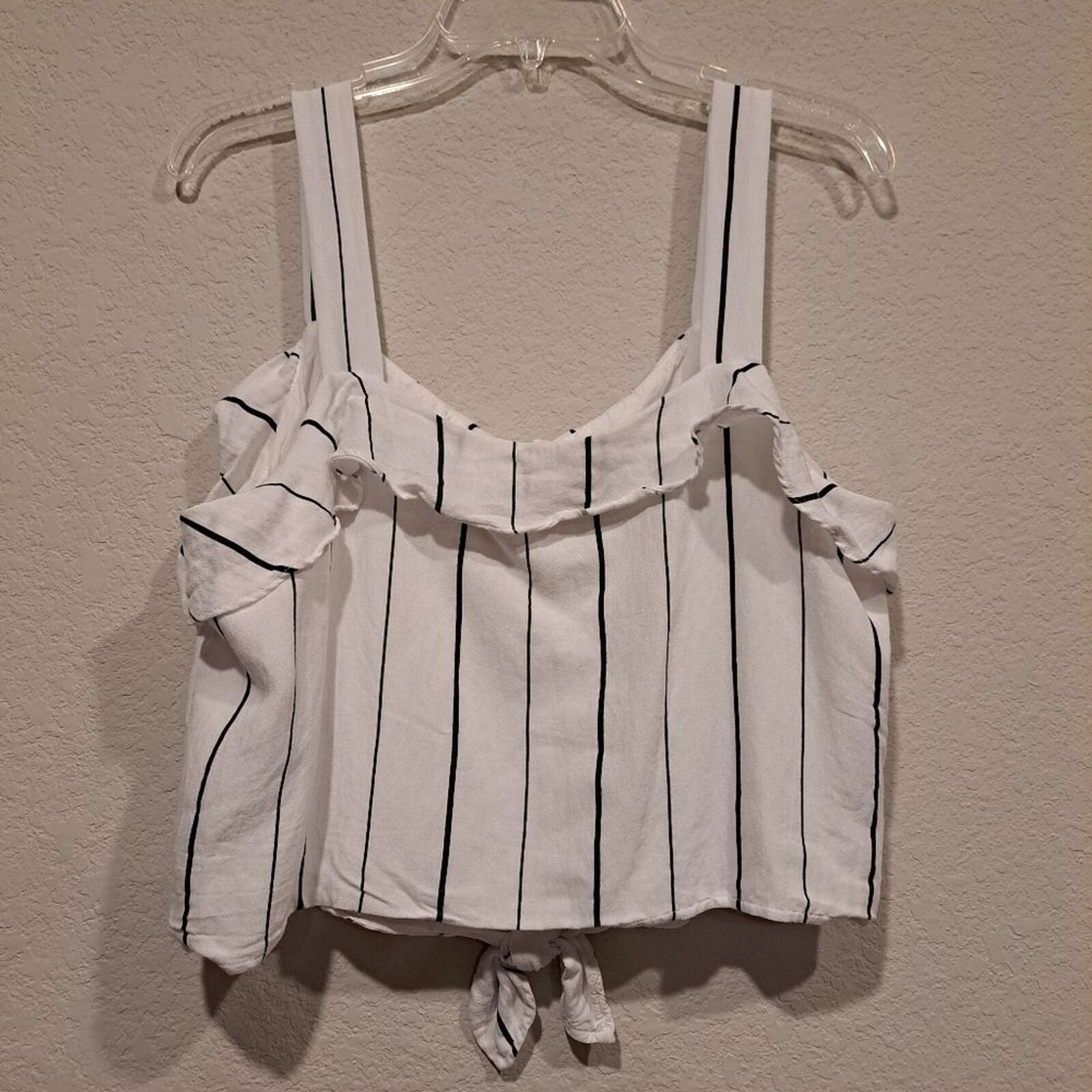 Other Lush Ilona Tie Front Crop Top ruffled white pin stripe XL Size XL / US 12-14 / IT 48-50 - 5 Thumbnail