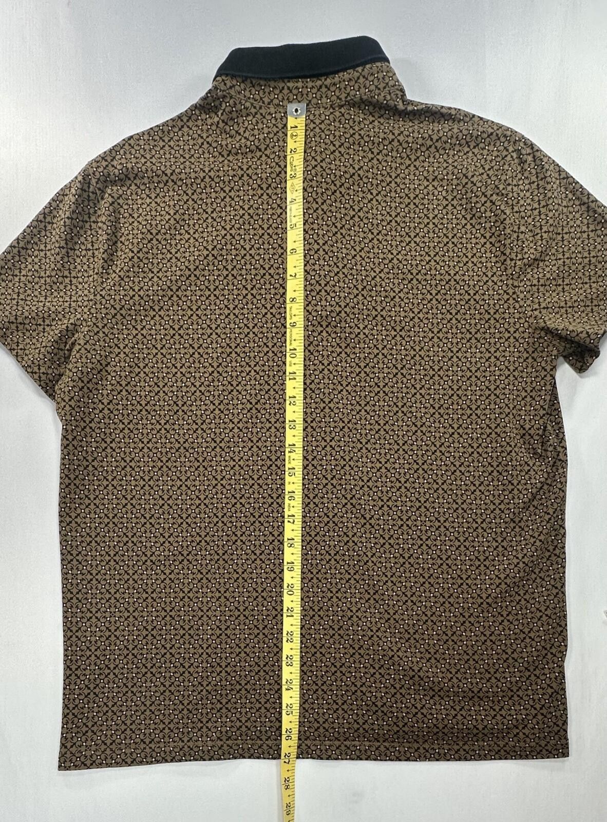 Express Express 1/4 Button Graphic Print Polo Shirt Brown Mens L Size US L / EU 52-54 / 3 - 3 Thumbnail