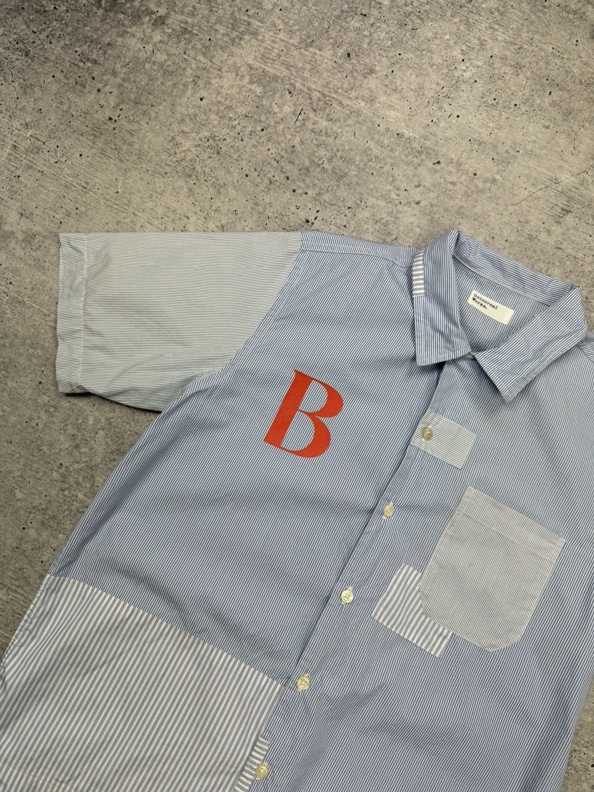 Universal Works Vintage Universal Works Big Logo Patchwork Button Shirt Y2K Size US S / EU 44-46 / 1 - 7 Thumbnail