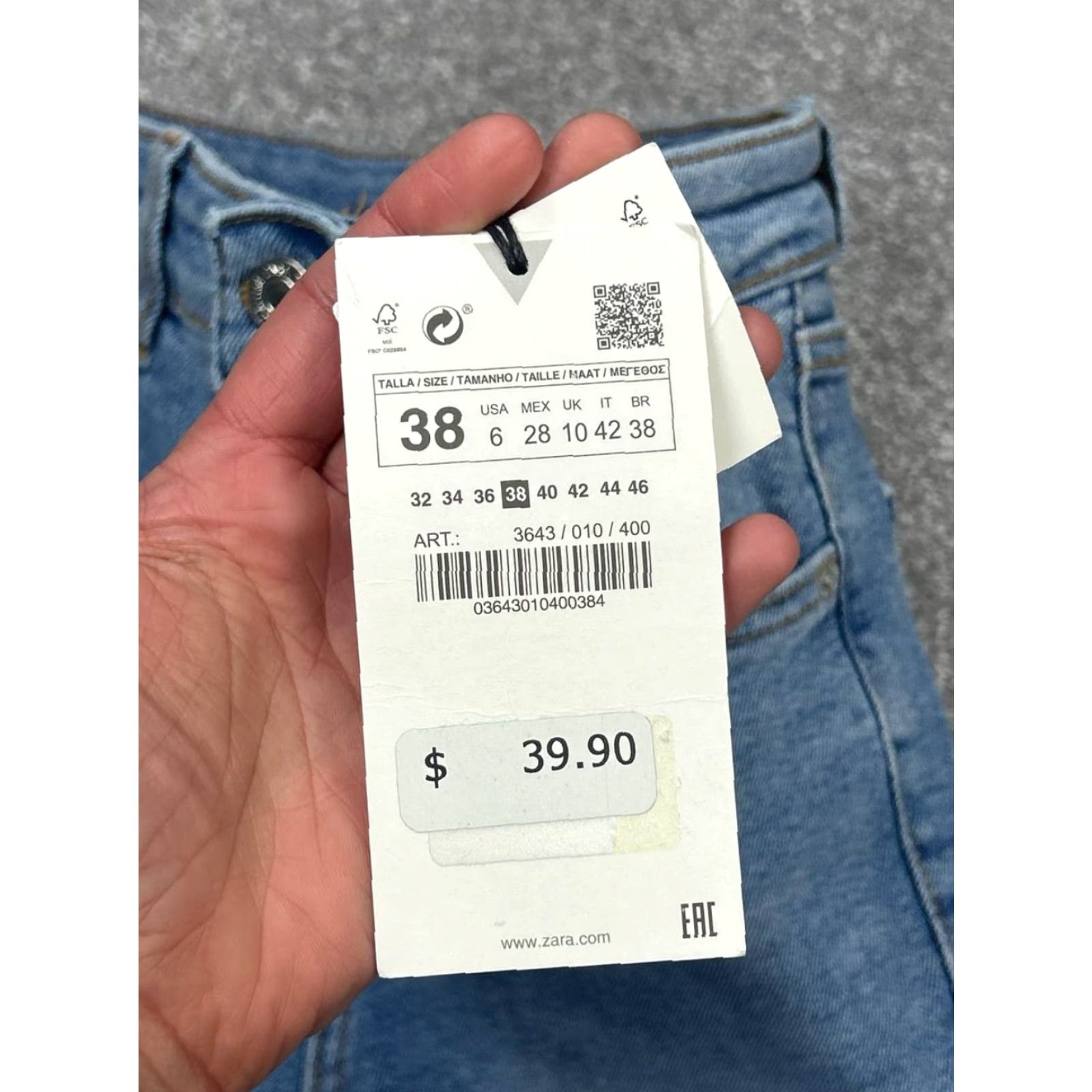 Zara Zara Jeans Womens 6 Blue Denim Logo Cotton Stretch Mid Rise Skinny Leg 26x26 New Size 28" / US 6 / IT 42 - 7 Thumbnail