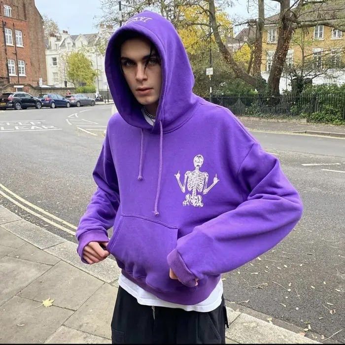 Japanese Brand Heaven Can Wait Design cropped Purple Skeleton Logo Hoodie Size US S / EU 44-46 / 1 - 2 Thumbnail