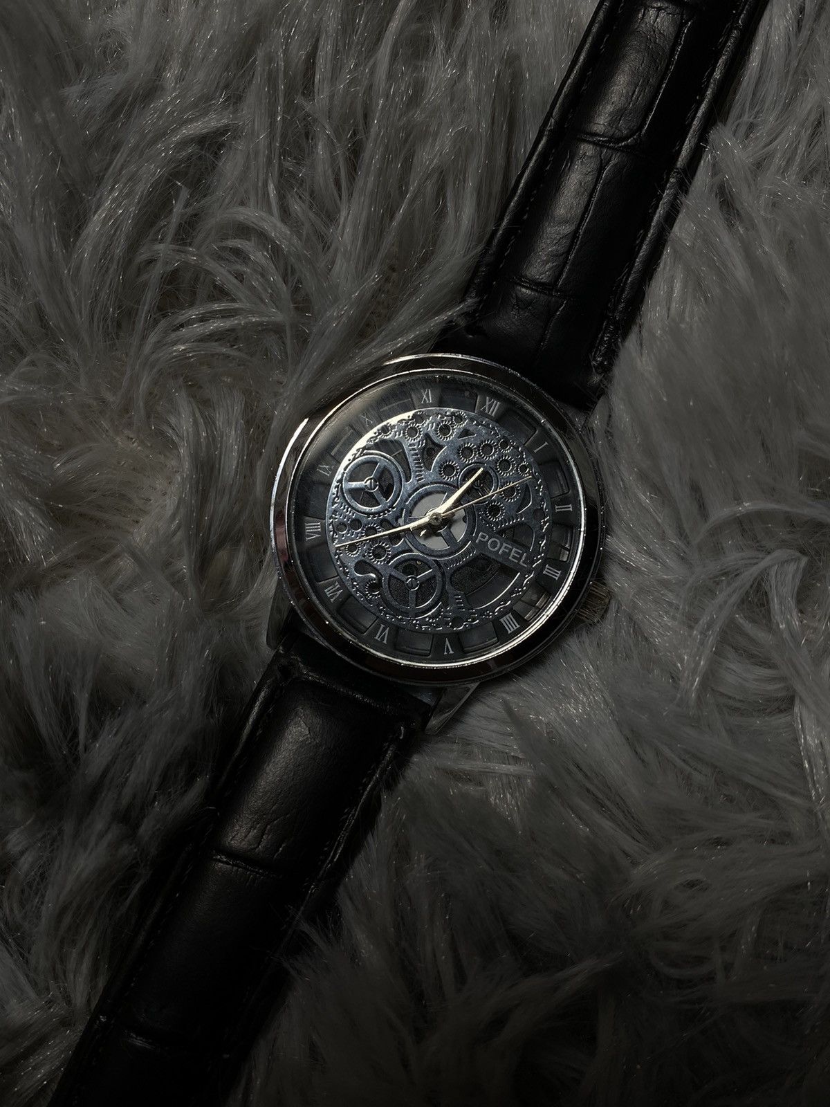 Japanese Brand Skeleton Black Leather Watch - Japanese Brand Size ONE SIZE - 5 Thumbnail
