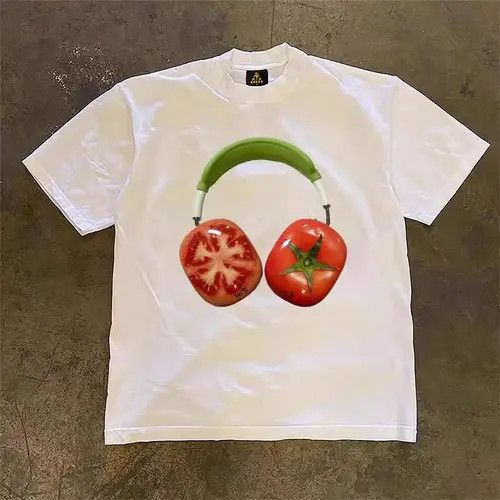 VIBE White casual retro trend tomato headphones print t-shirt Size US M / EU 48-50 / 2 - 6 Thumbnail