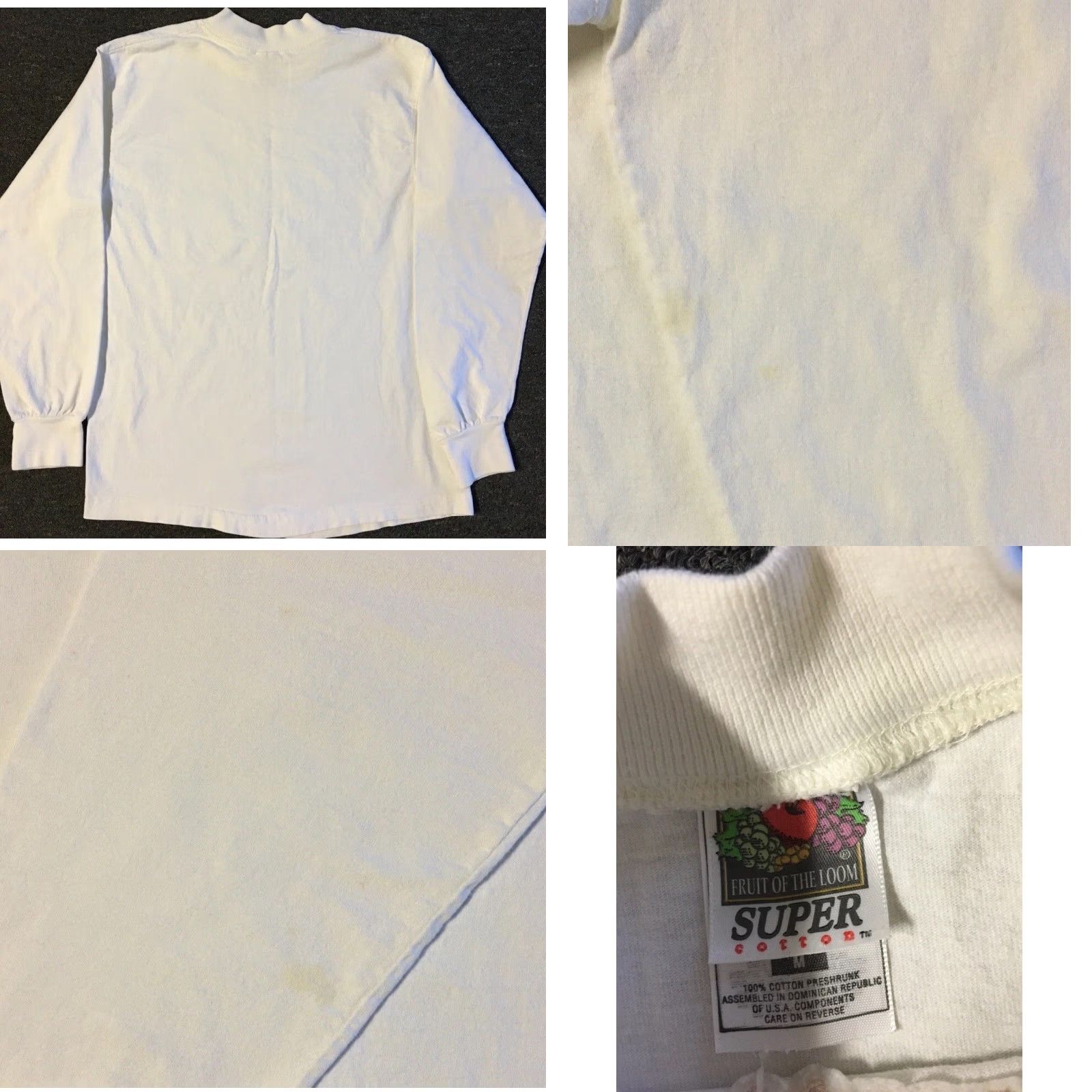 VINTAGE Dairy Queen Shirt S White 90s Faded Mock Neck Long Sleeve BMX Grunge Fast Food Surf Skate Car Retro USA Mens