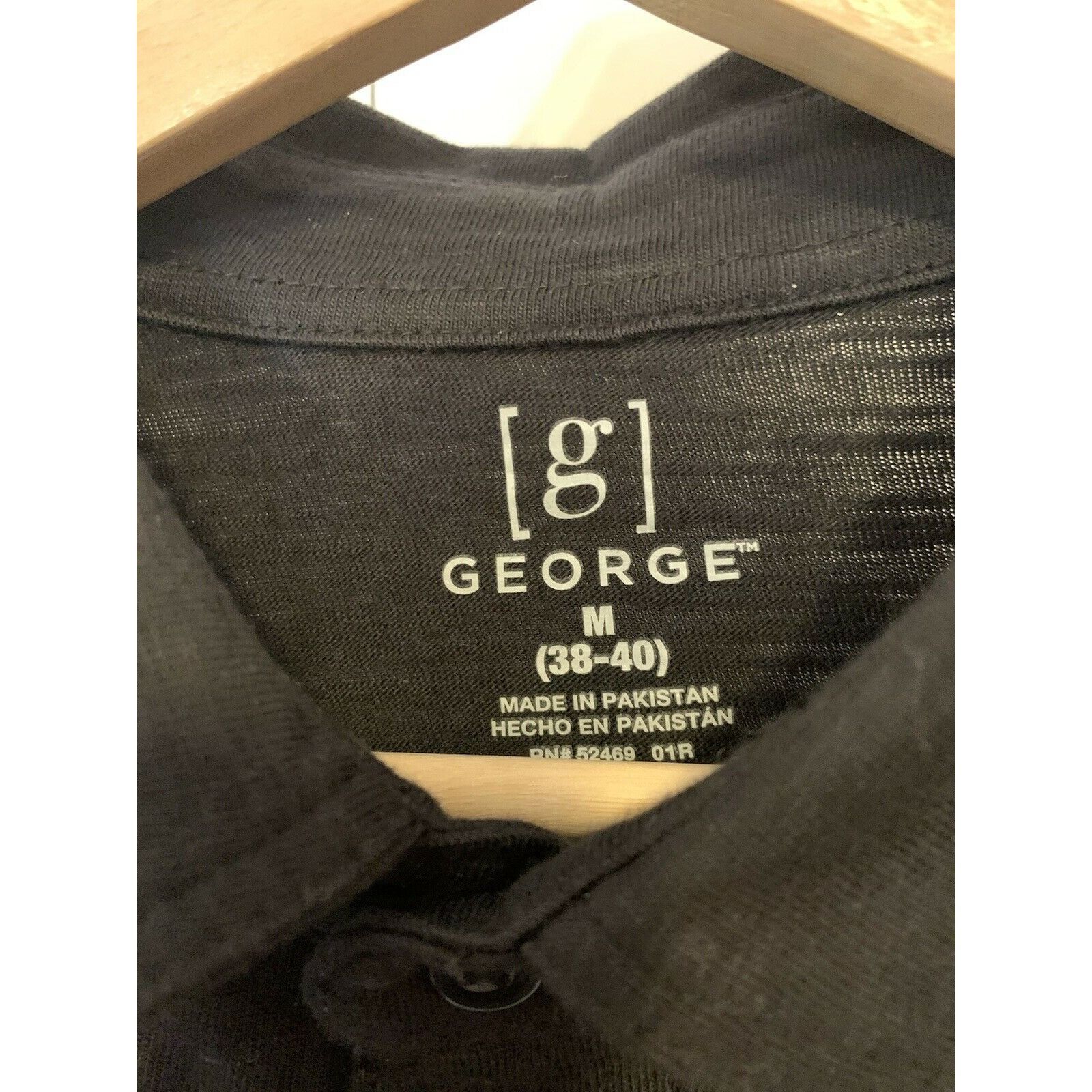 George George Mens Sz M 38-40 button up Shirt Black Short Sleeve Size US M / EU 48-50 / 2 - 2 Thumbnail