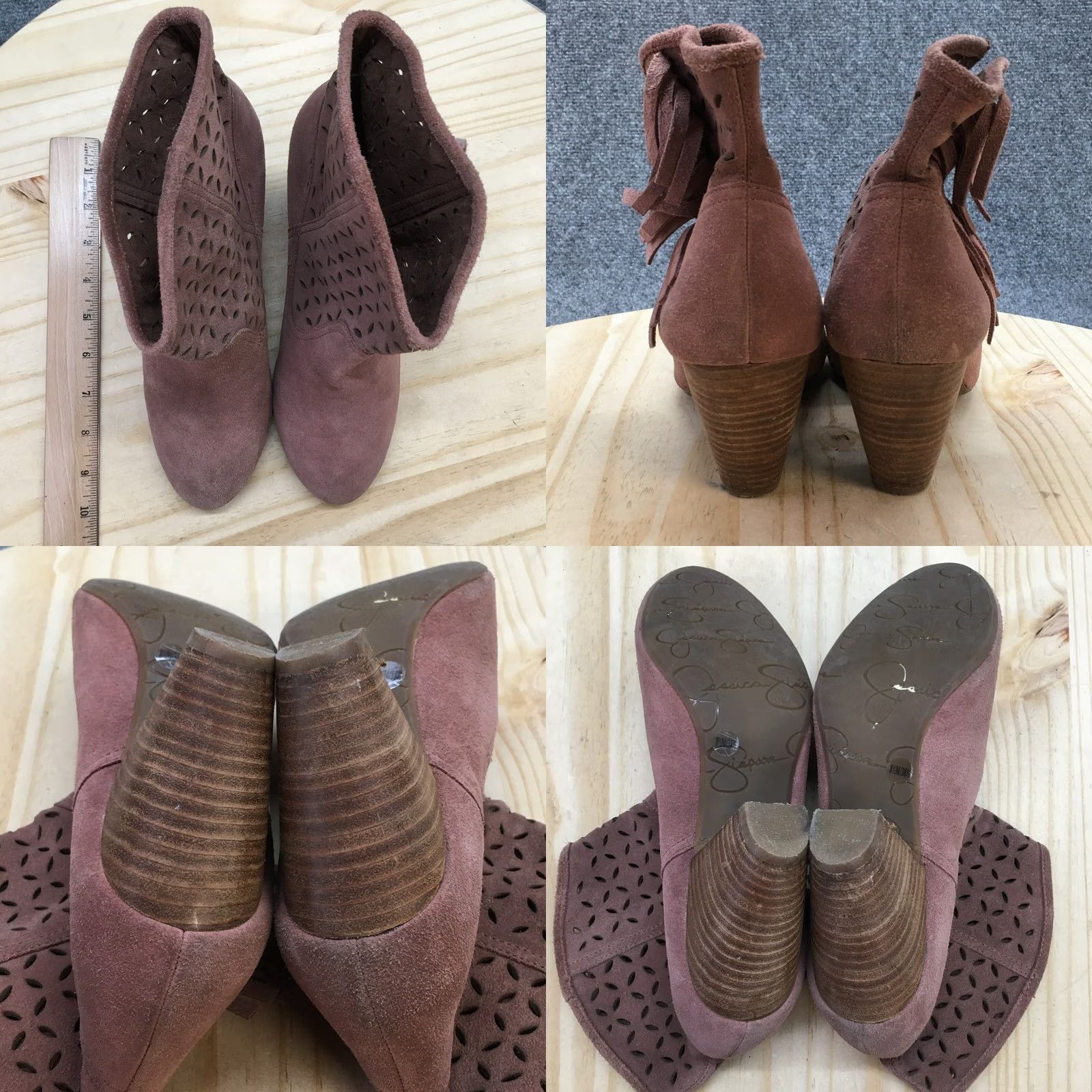 Jessica Simpson Jessica Simpson Boots Women's Fringe Ankle Booties Suede Pink Pull On 8.5M High Heel Size US 9 / IT 39 - 8 Thumbnail