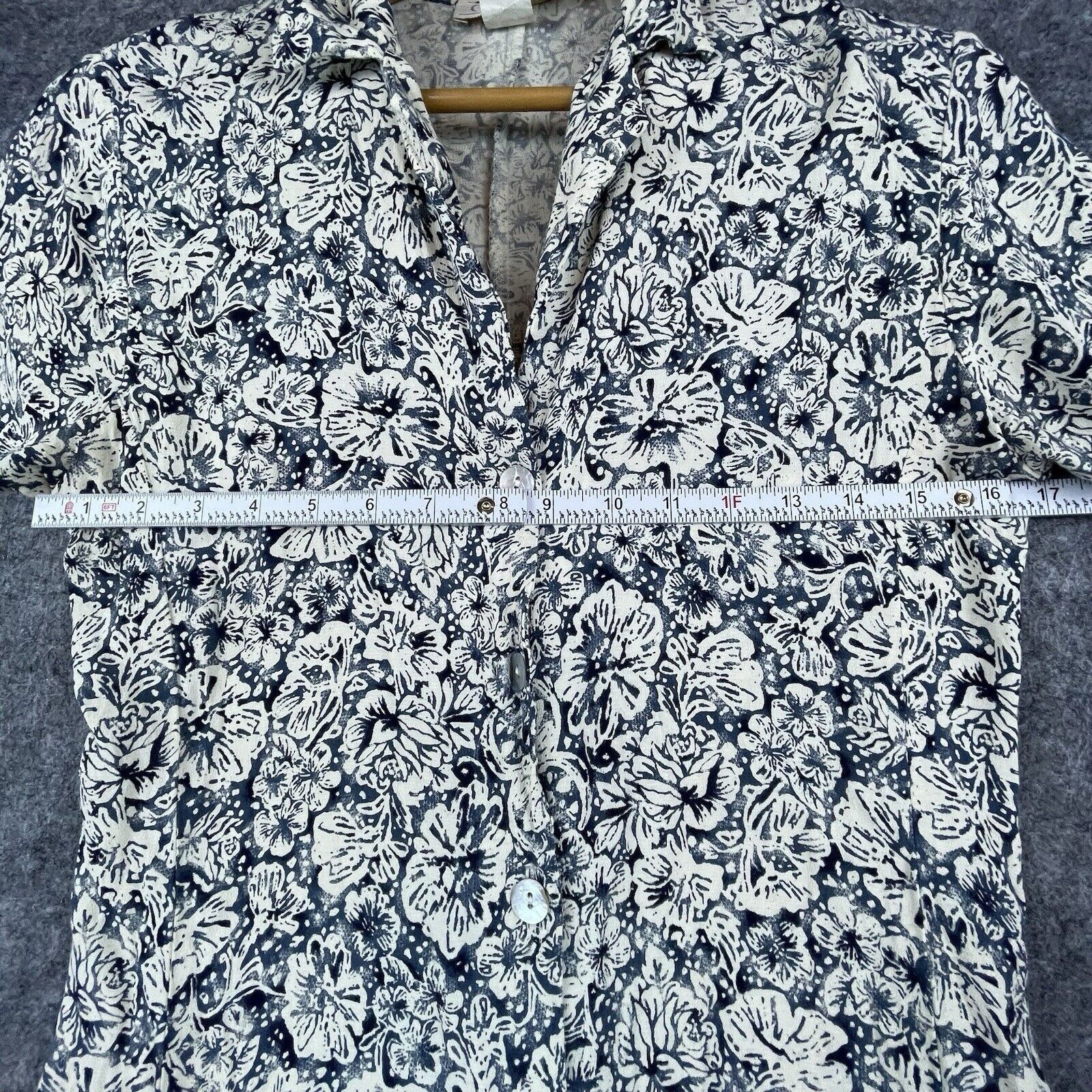 Other Vintage Cameo Dress Large Blue White Flowers Country Farm Size L / US 10 / IT 46 - 6 Thumbnail