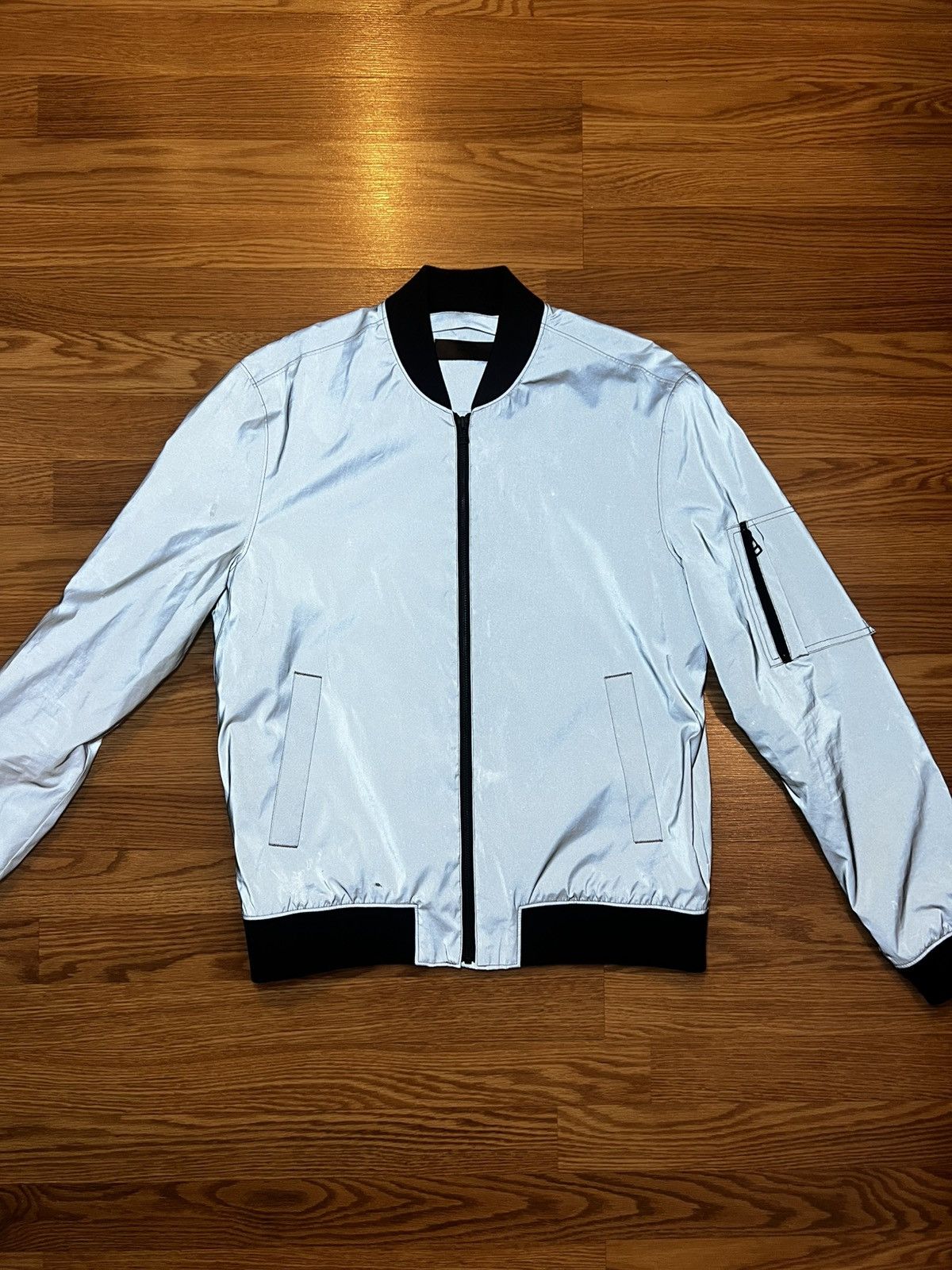 J Brand J Brand Silver Reflective Bomber Jacket Size US S / EU 44-46 / 1 - 1 Thumbnail