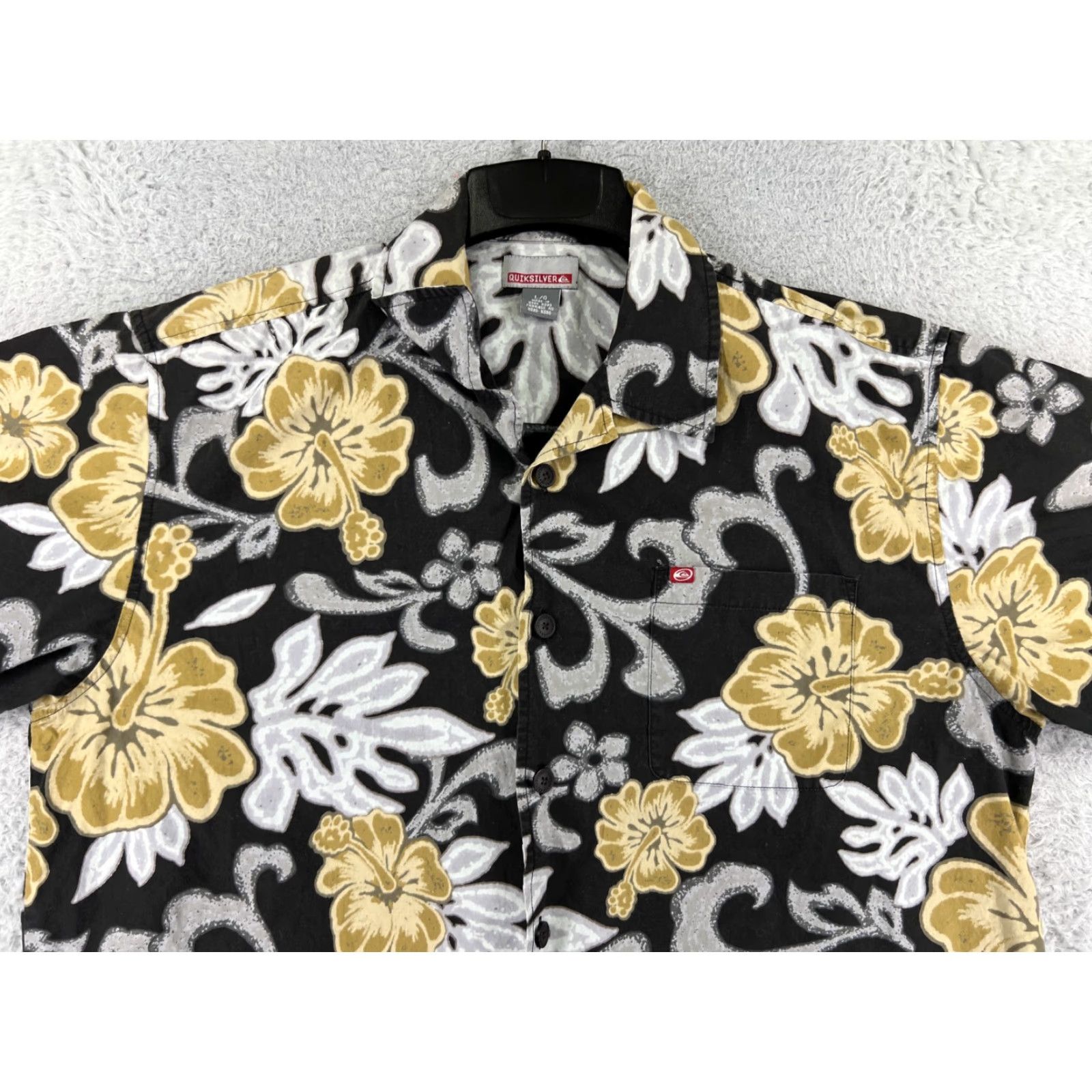 Quiksilver VINTAGE Quiksilver Shirt Men Large Black Beige Floral Hawaiian Cotton Vacation Size US L / EU 52-54 / 3 - 7 Thumbnail