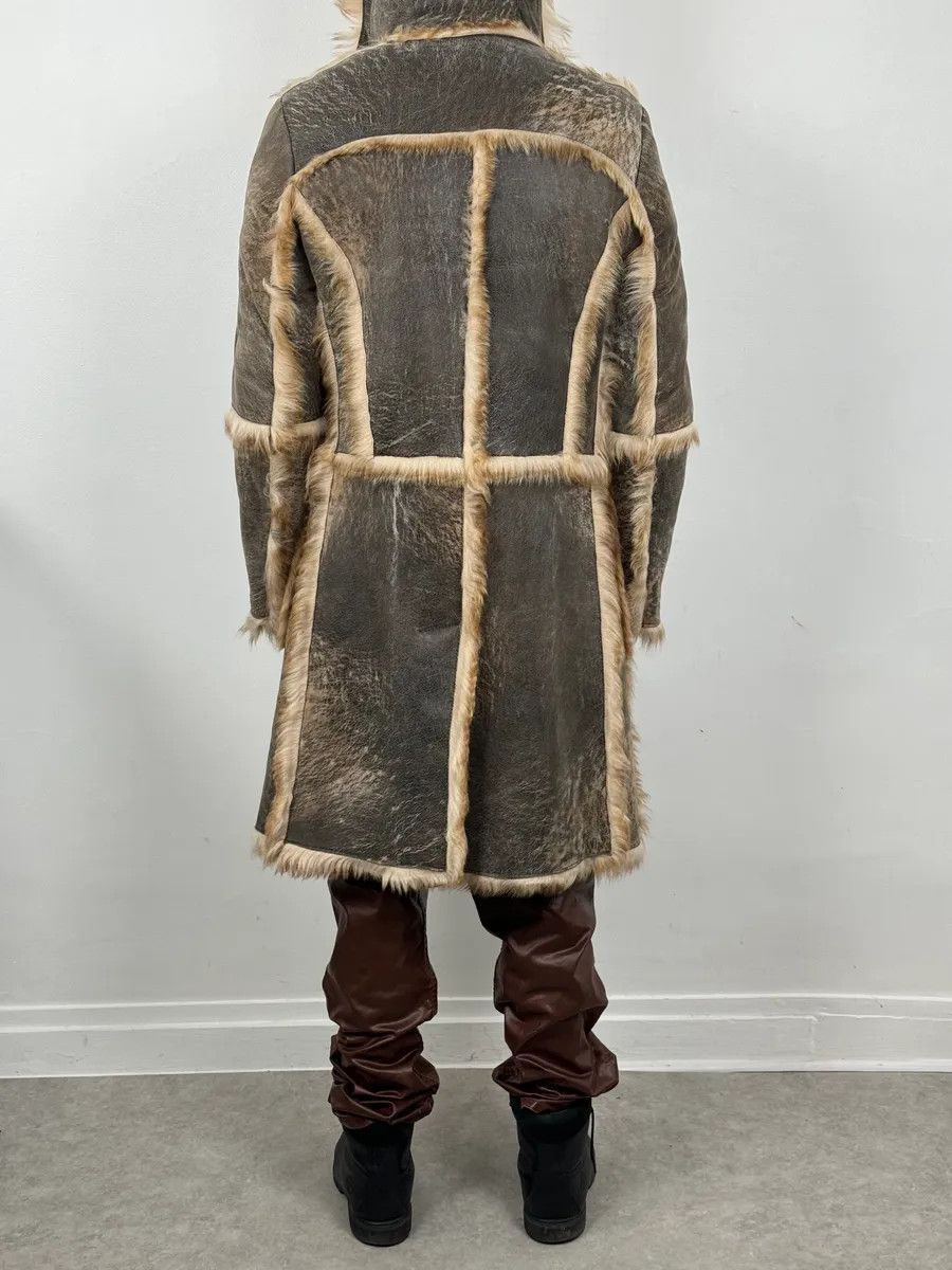 Just Cavalli 2000s Cavalli Grey Eroded Fur Leather Long Coat Size US S / EU 44-46 / 1 - 5 Thumbnail