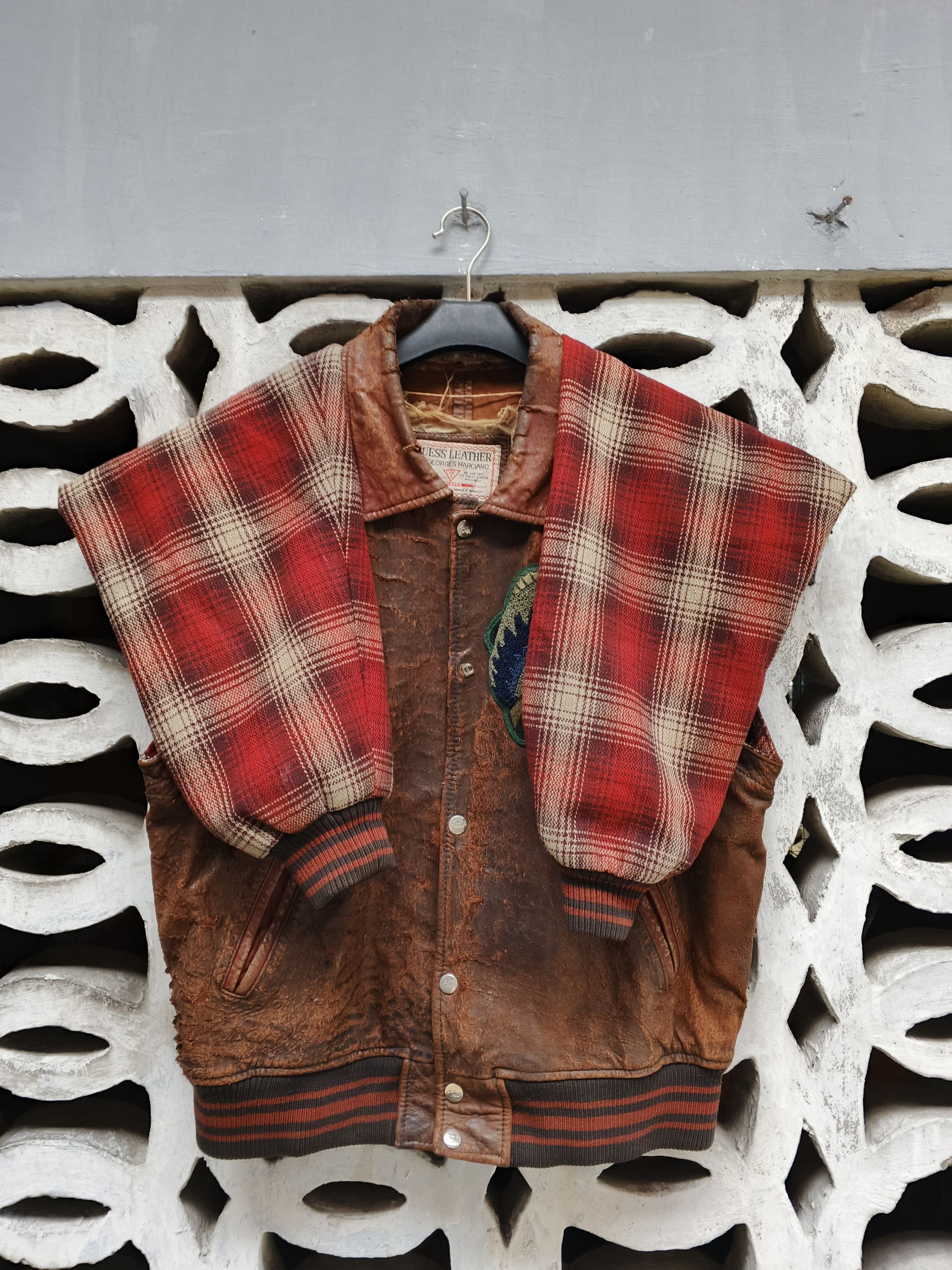 Guess 90s Guess Lake Leather Flannel Jacket Size US L / EU 52-54 / 3 - 10 Thumbnail