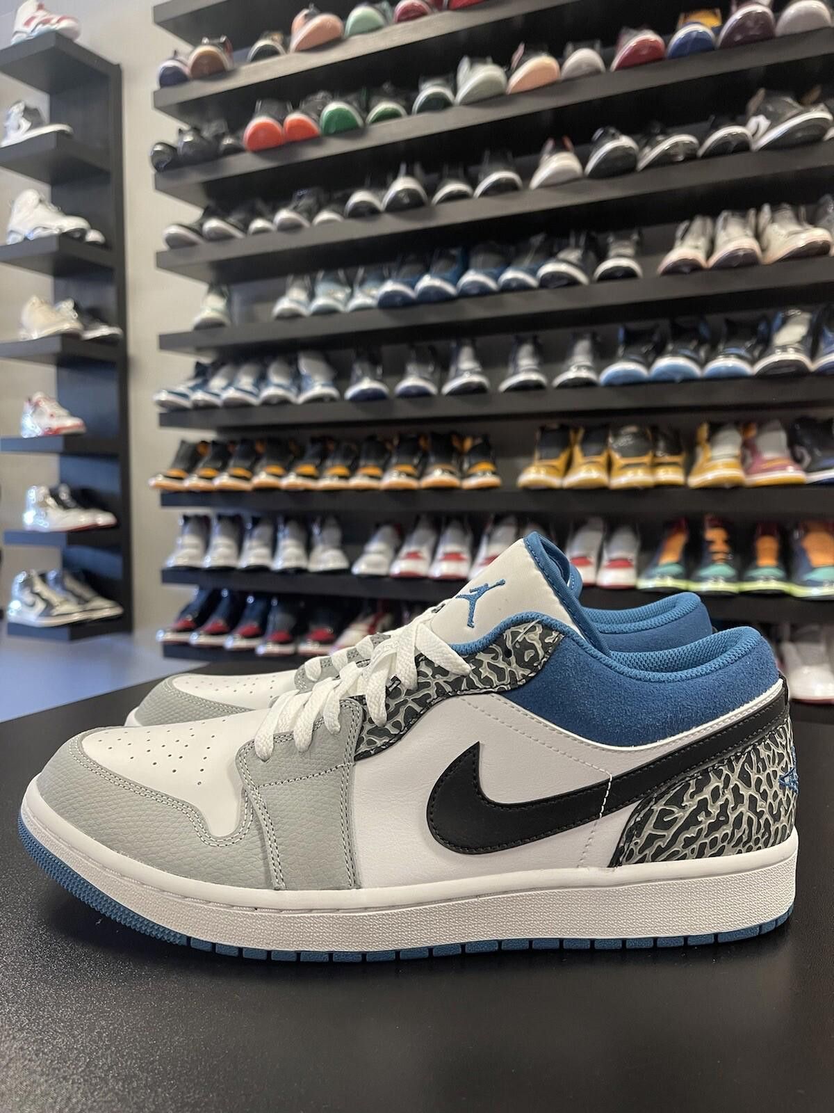Size 12.5 - Nike Air Jordan 1 Low “True Blue” White Cement