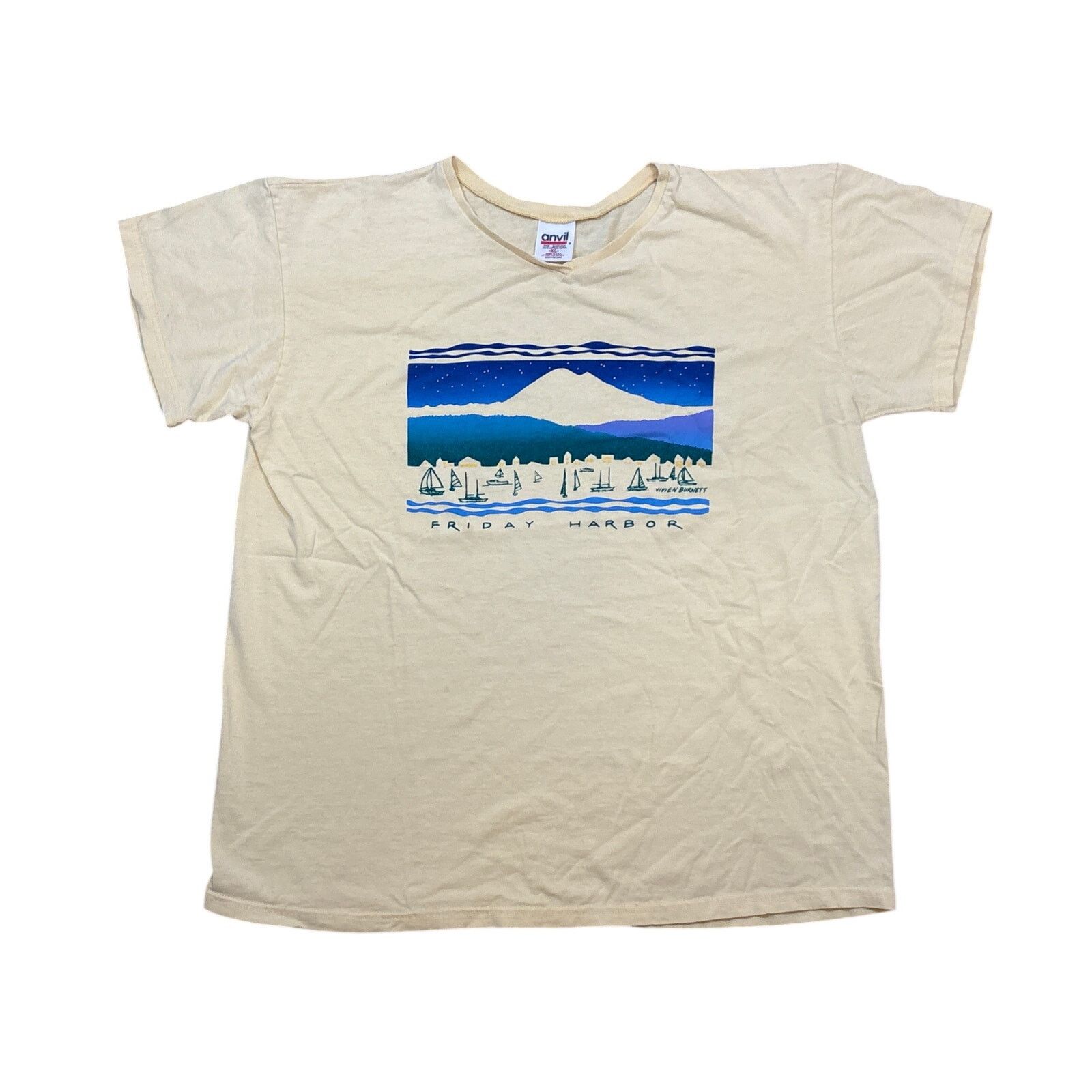 Anvil Vintage 90s Friday harbor graphic Tee Washington XL shirt Size US XL / EU 56 / 4 - 1 Thumbnail