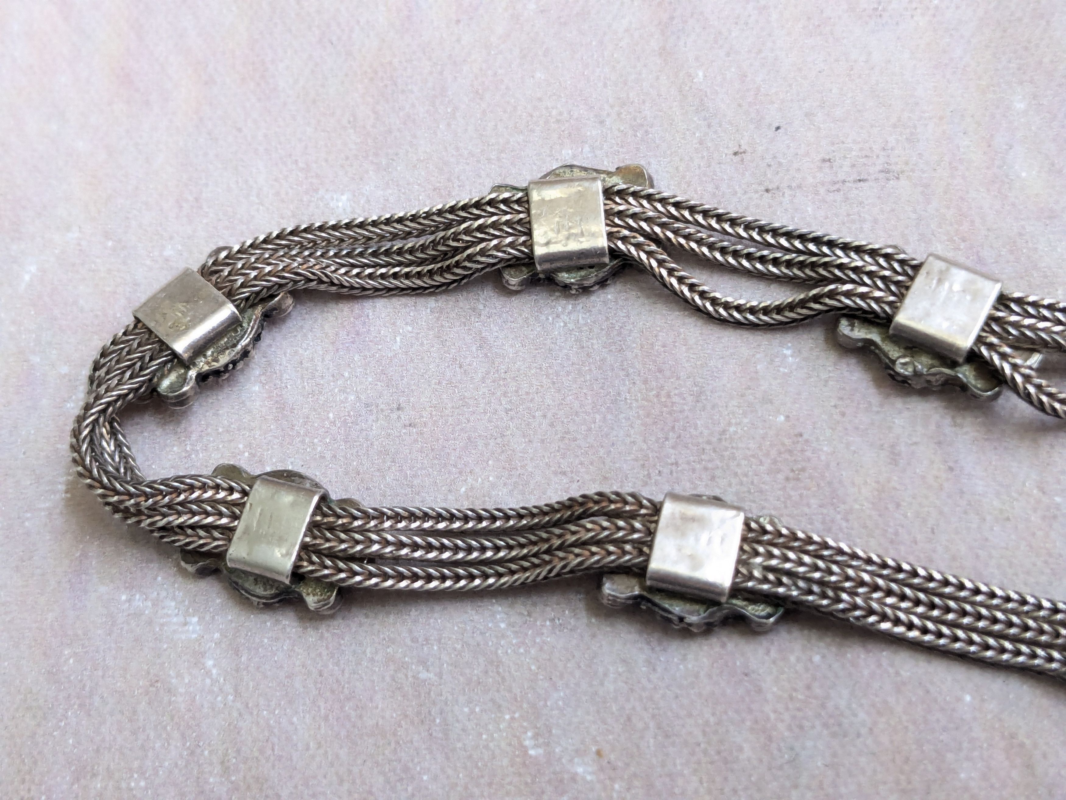 Jewelry Vintage Sterling Silver Bracelet Flower 7.5 Size ONE SIZE - 5 Thumbnail