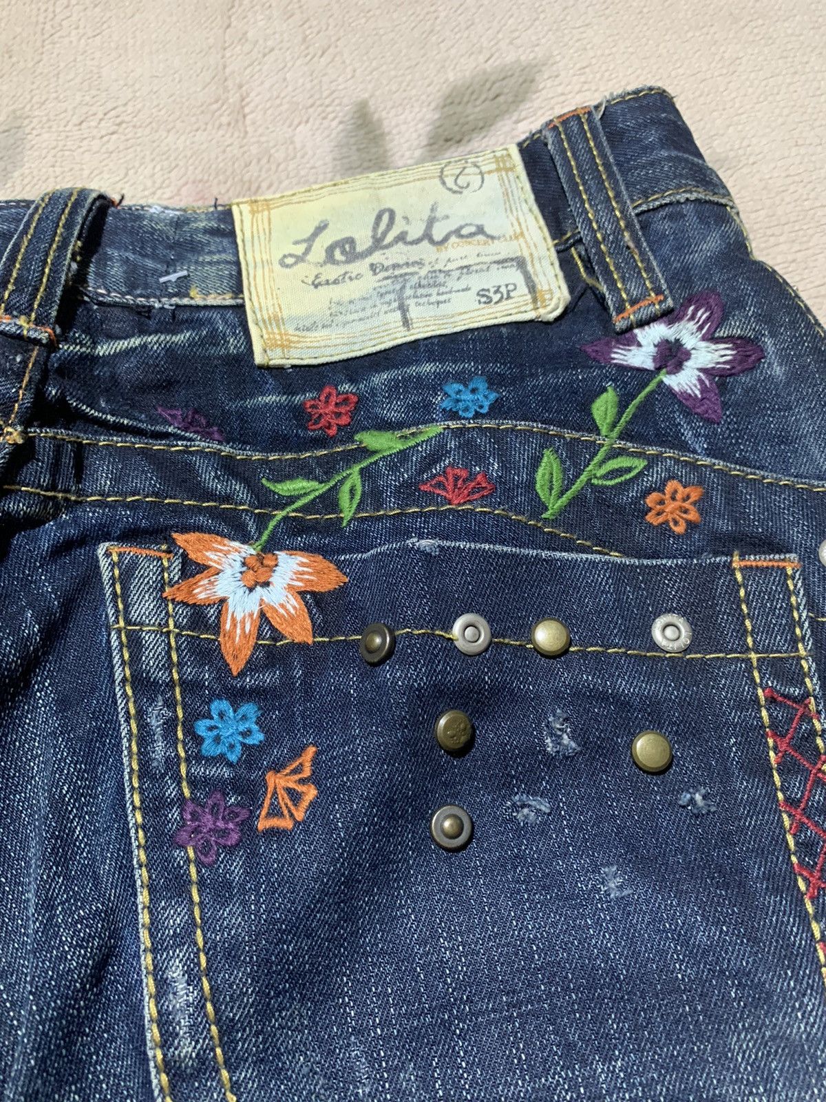 If Six Was Nine Insane 🔥 Yoshitomo nara x lolita jeans floral baggy jeans Size 29" - 20 Thumbnail