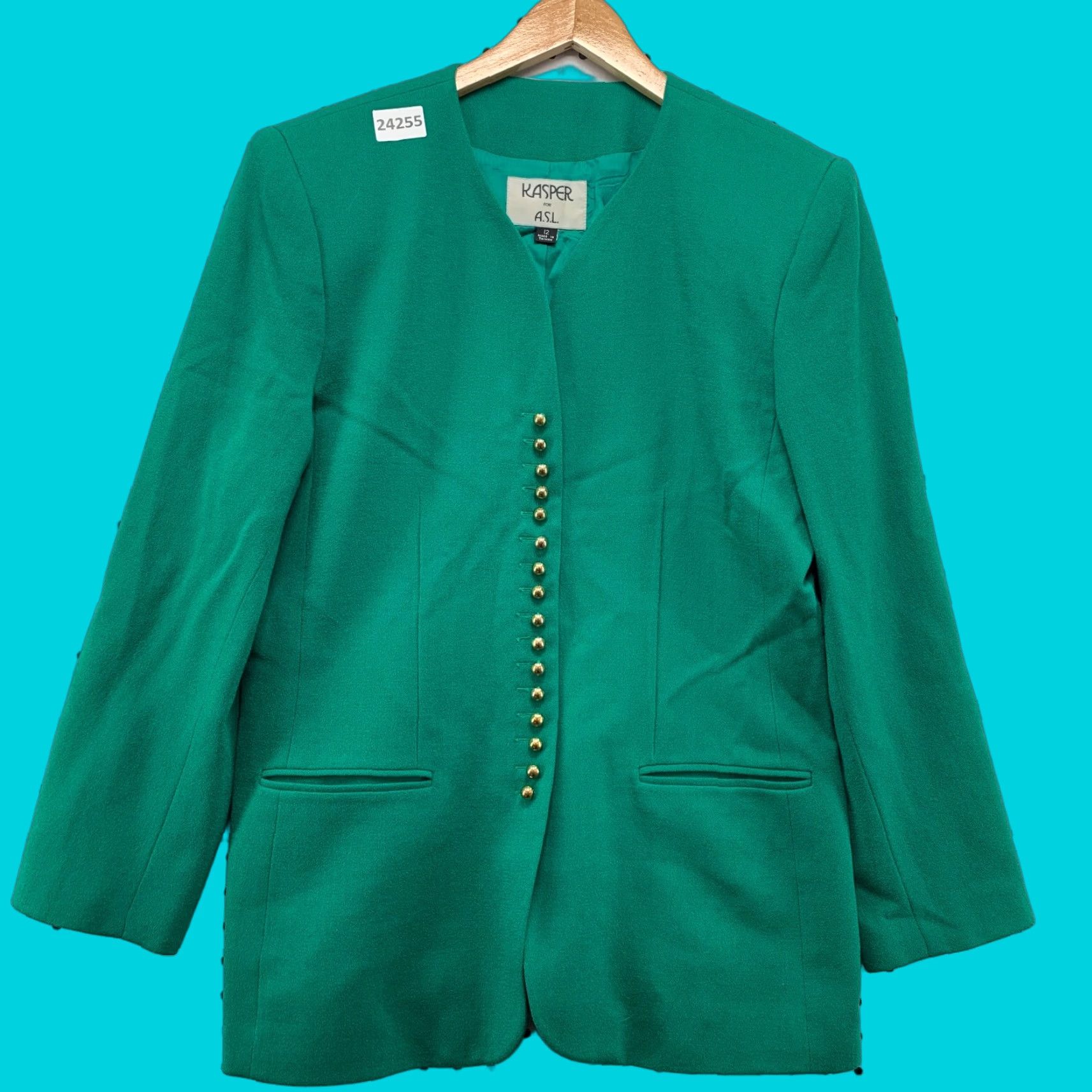 Kasper Kasper Blazer Womens Size 12 Green 100% Wool Jacket Size XL / US 12-14 / IT 48-50 - 1 Thumbnail
