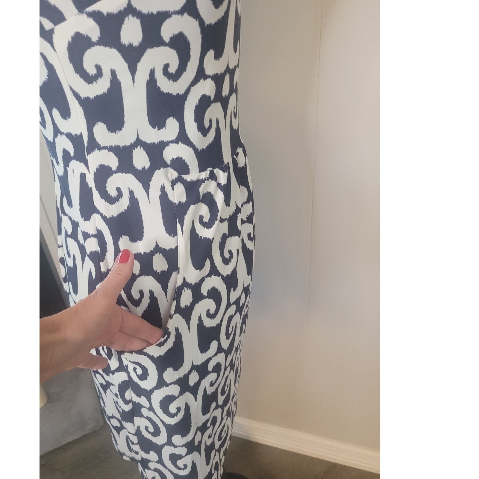 Other NWOT Jude Connally Mary Pat Dress White & Navy Ikat Print S Size S / US 4 / IT 40 - 4 Thumbnail