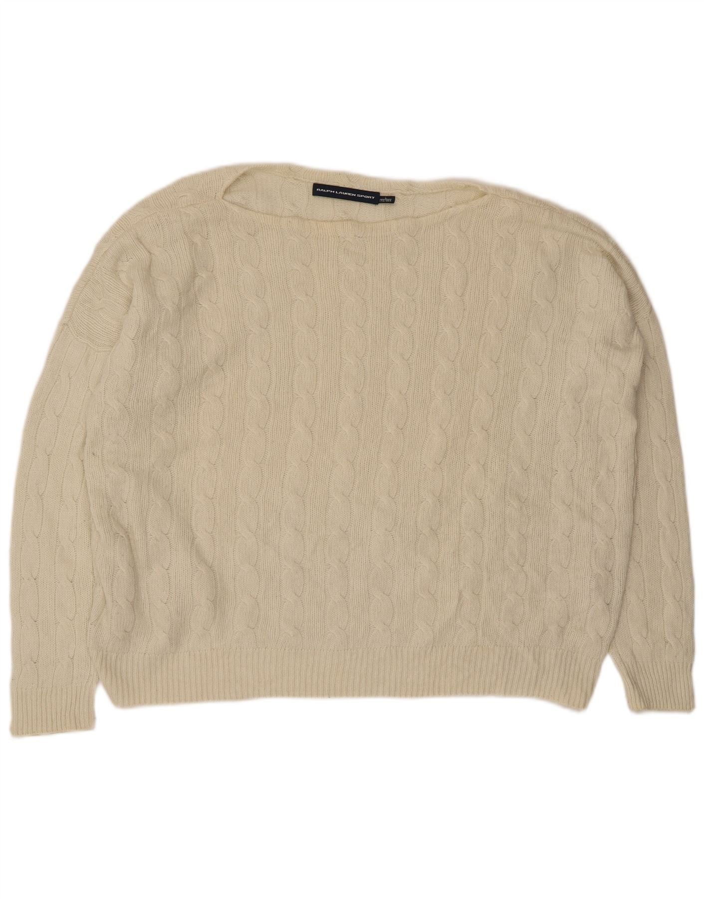 Ralph Lauren Womens Boat Neck Jumper Sweater UK 16 Large Off White Size XXL / US 16-18 / IT 52-54 - 1 Thumbnail