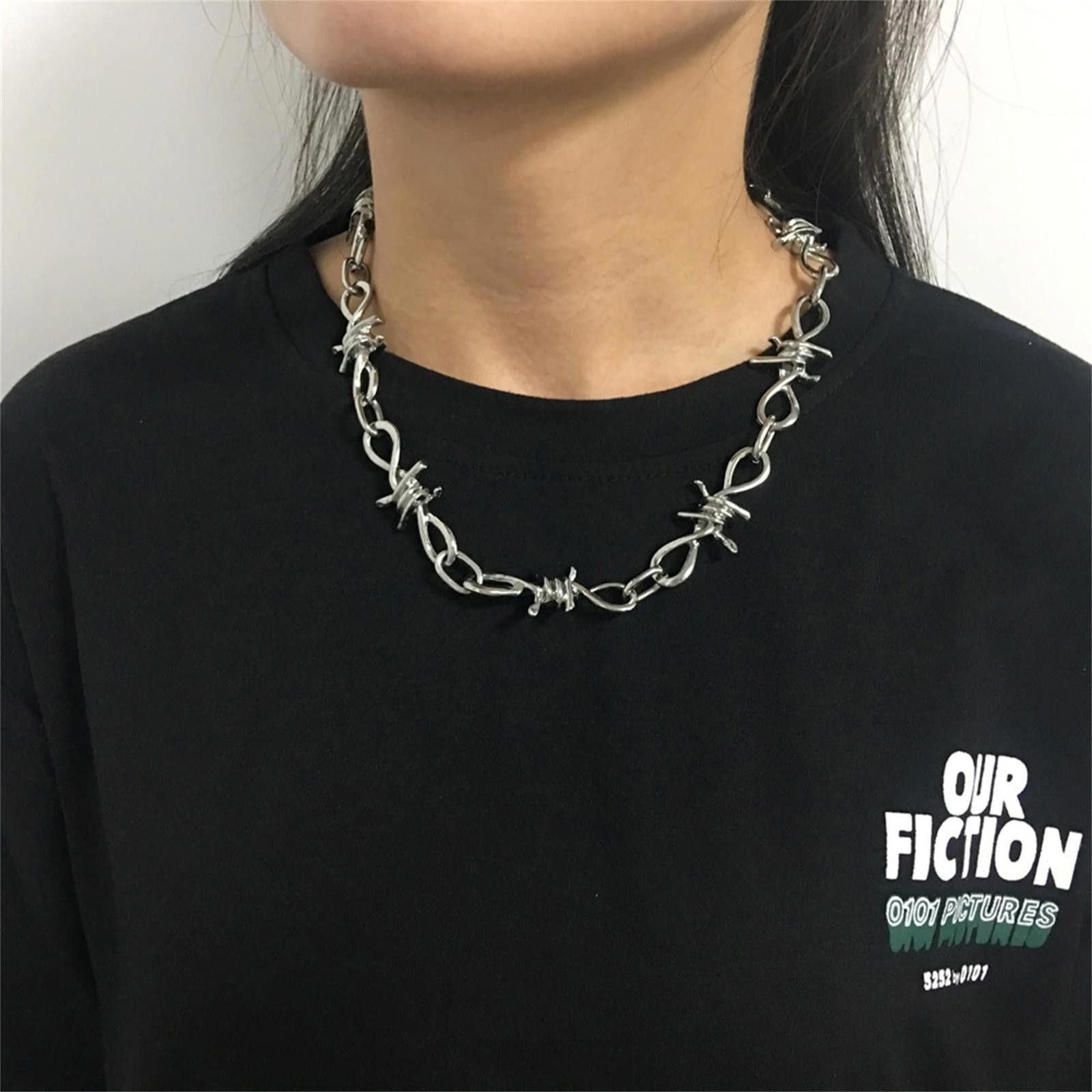 Jewelry Barbed Wire Necklace, Choker Necklace Size ONE SIZE - 1 Thumbnail