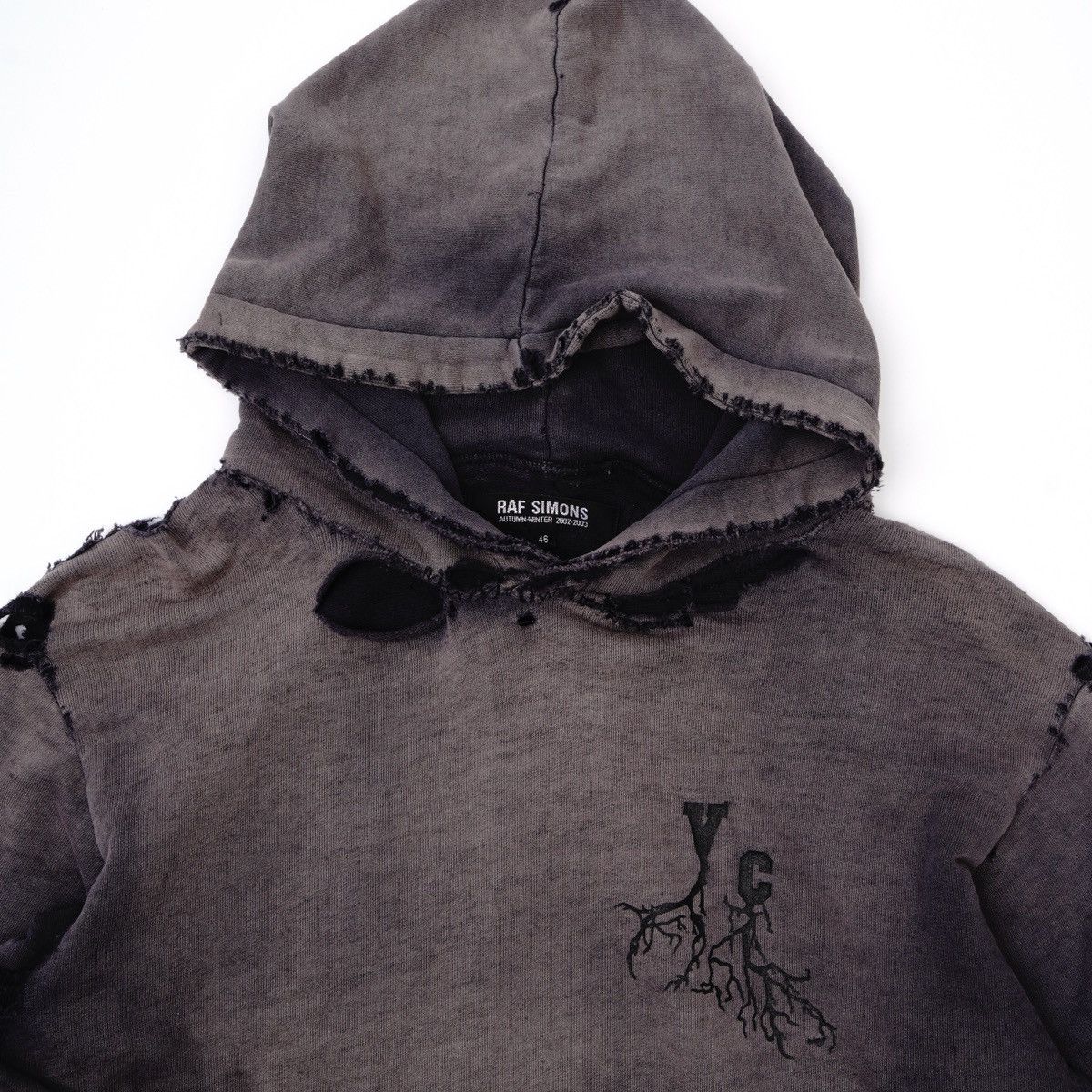 Raf Simons 2002AW Virginia Creeper distressed hoodie | Grailed