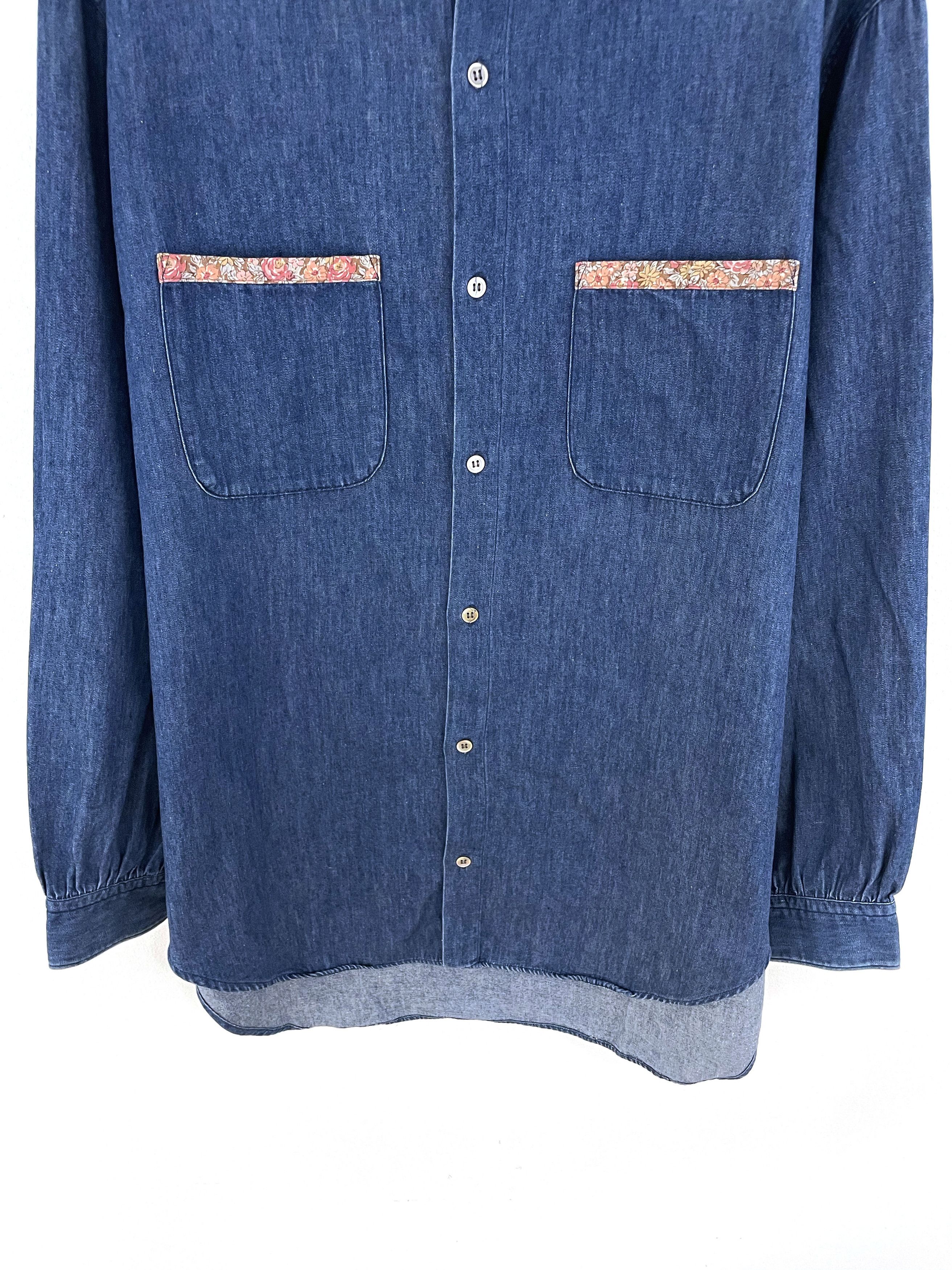 Yohji Yamamoto 80's Accent Collar Denim Shirt Size US L / EU 52-54 / 3 - 5 Thumbnail