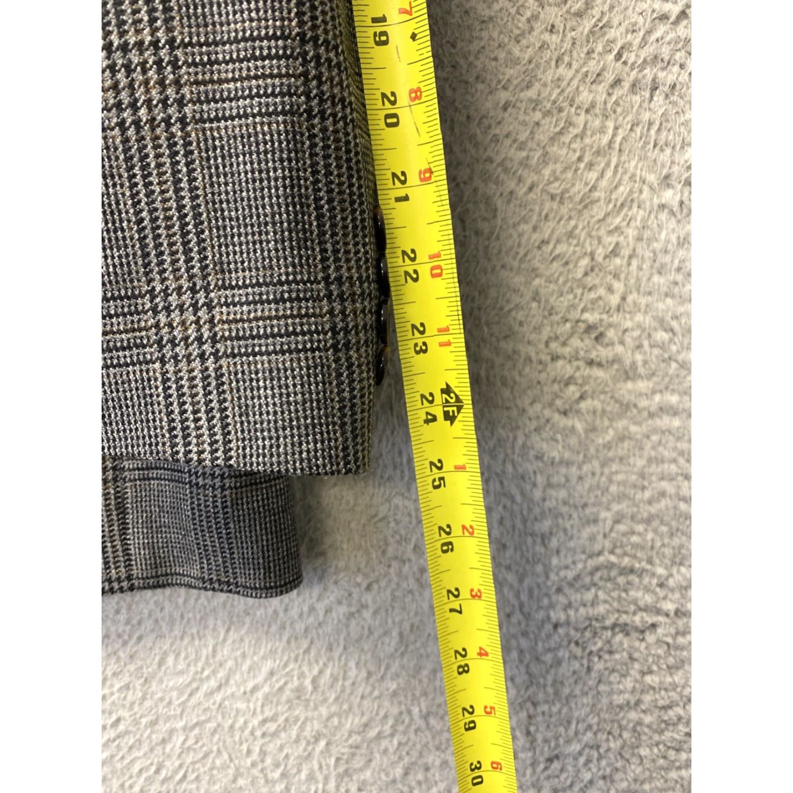 Ralph Lauren VINTAGE Ralph Lauren Blazer Jacket Gray Glen Plaid Houndstooth 46R Wool Mens Size 46R - 6 Thumbnail