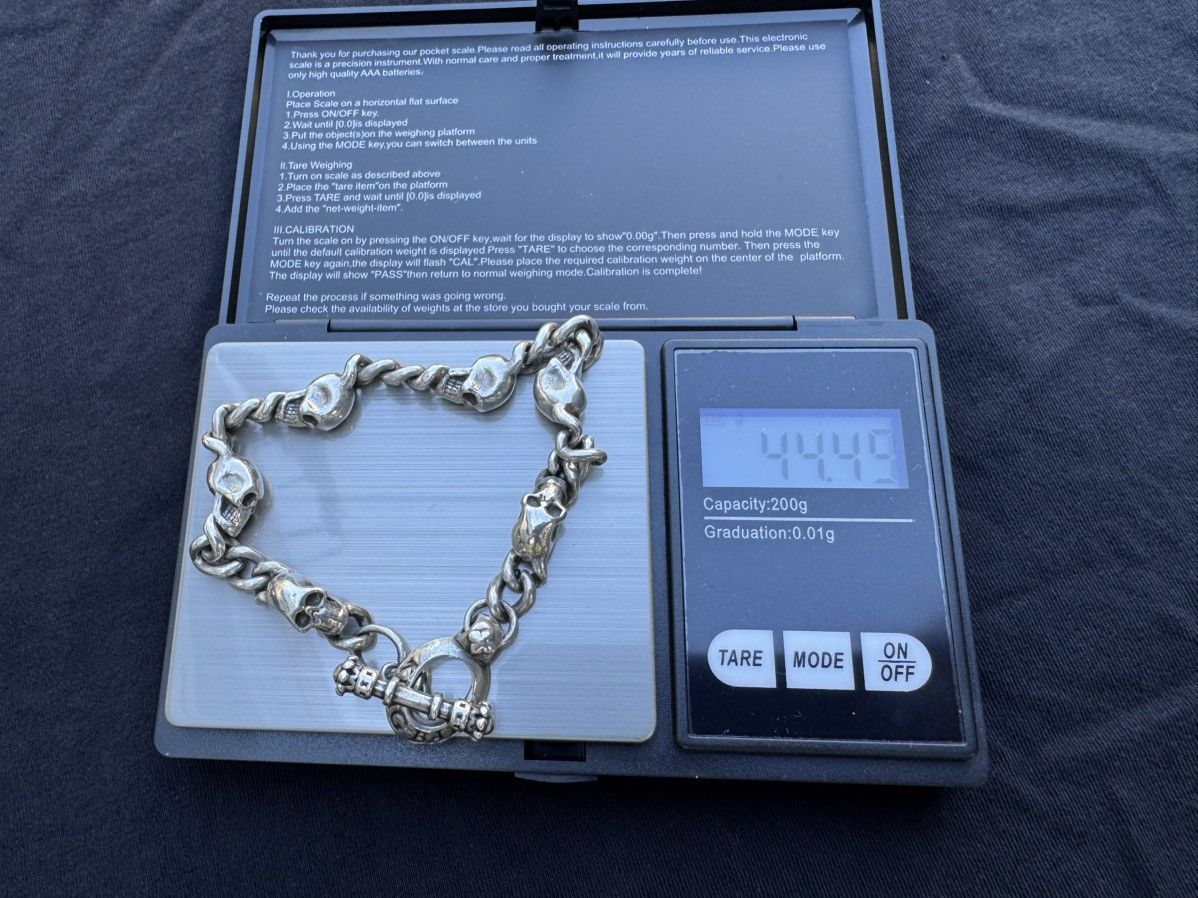 King Baby Studio KING BABY STUDIO 9" Small Skull Link Bracelet - .925 Silver Size ONE SIZE - 14 Thumbnail