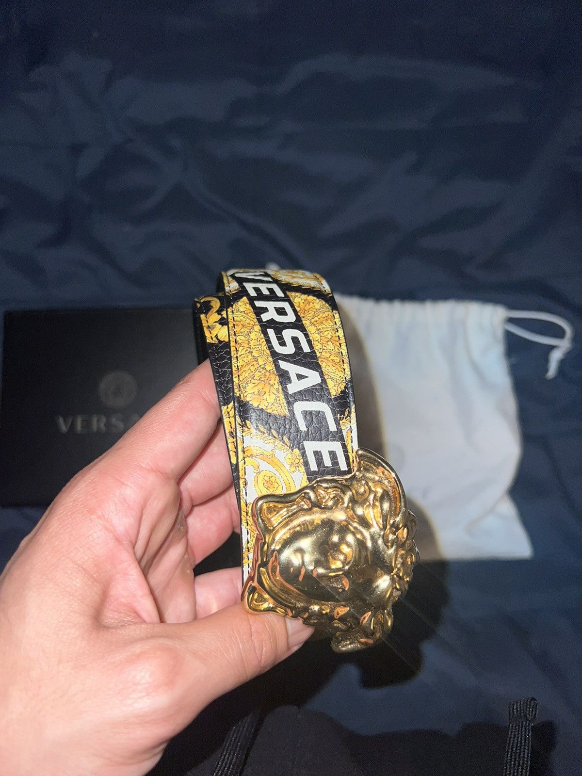 image of Versace Belt in Gold, Men's (Size 32)