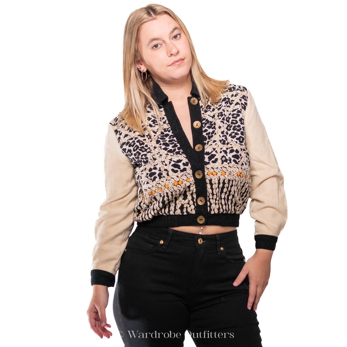 Vintage Vintage 1980s Howard Wolf Floral Silky Cropped Jacket Size M / US 6-8 / IT 42-44 - 1 Thumbnail