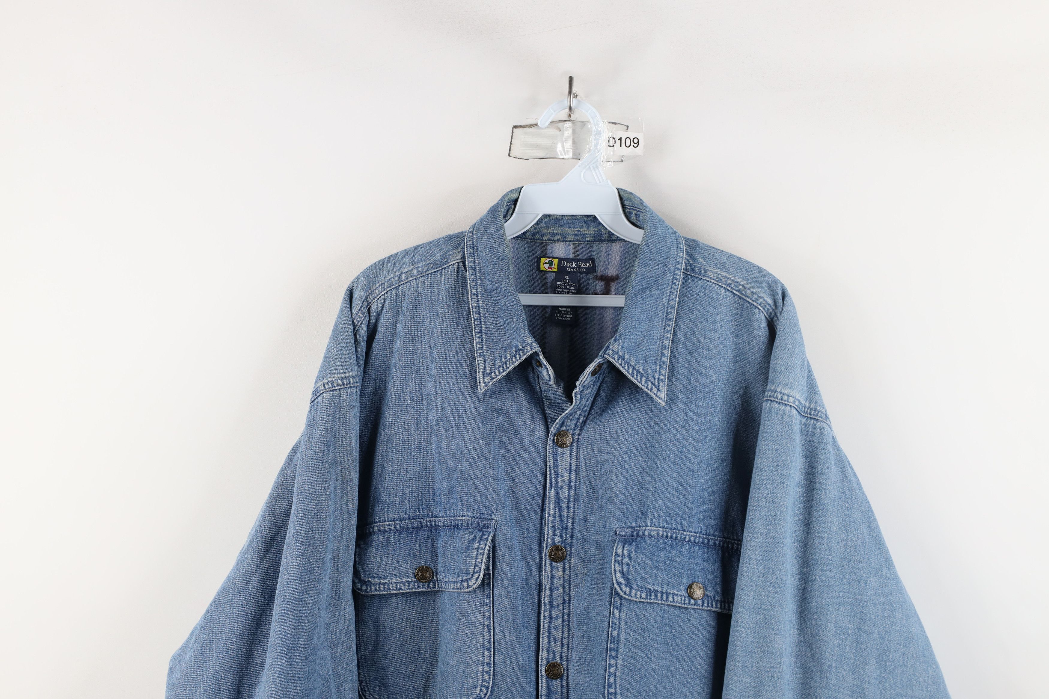 Vintage Vintage 90s Streetwear Lined Denim Button Shirt Jacket Size US XL / EU 56 / 4 - 2 Thumbnail