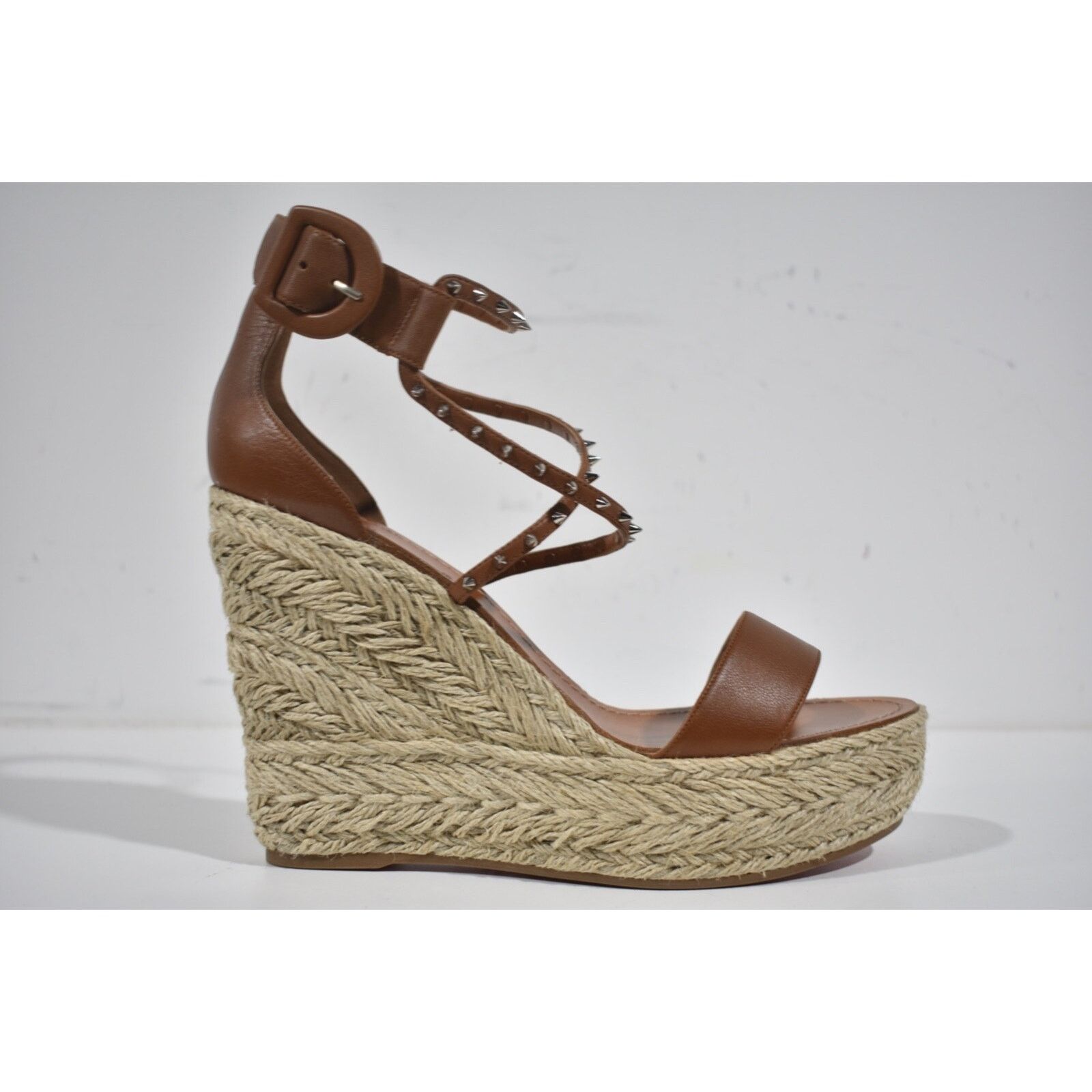 Christian Louboutin Chocazeppa Spikes 120 Cuoio Brown Platform Wedge Sandal 42 Size US 12 / IT 42 - 2 Thumbnail