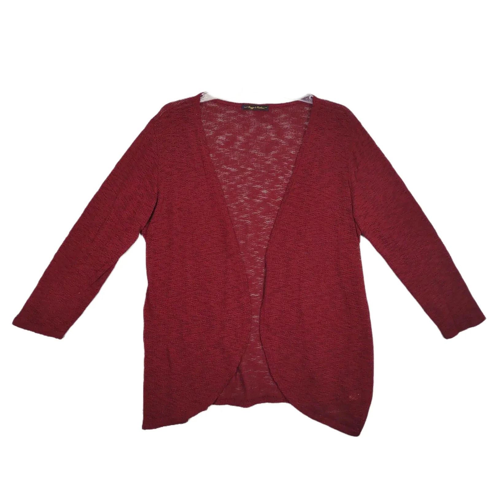 Other Raggs II Riches Women's 2X Burgundy Cardigan Burnout Sweater Size XXL / US 16-18 / IT 52-54 - 1 Thumbnail