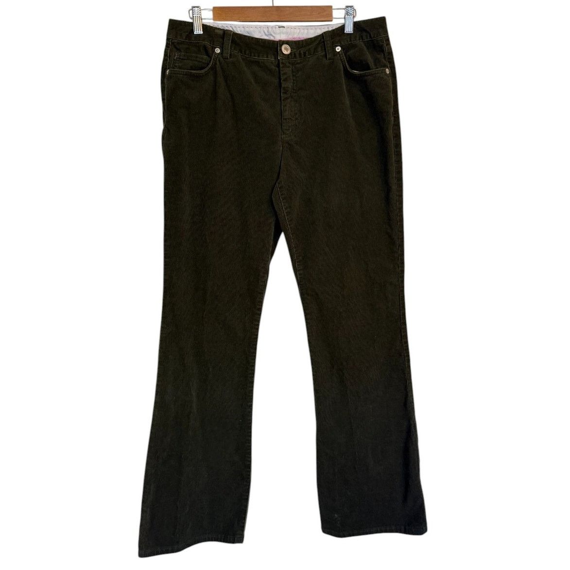 Lands' End Lands End Pants Women 12 Olive Green Corduroy Wide Leg Size 34" / US 12 / IT 48 - 1 Thumbnail