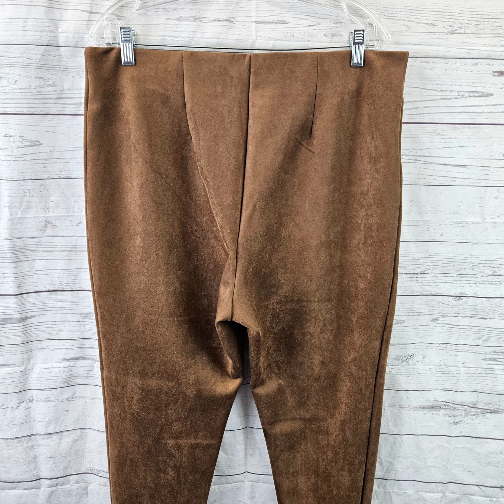 Loft LOFT Ann Taylor Womens Faux Suede Ankle Pants XL Brown Pull On High Rise Adult Regular Size XS? Wait Size 40" / US 18 - 4 Thumbnail