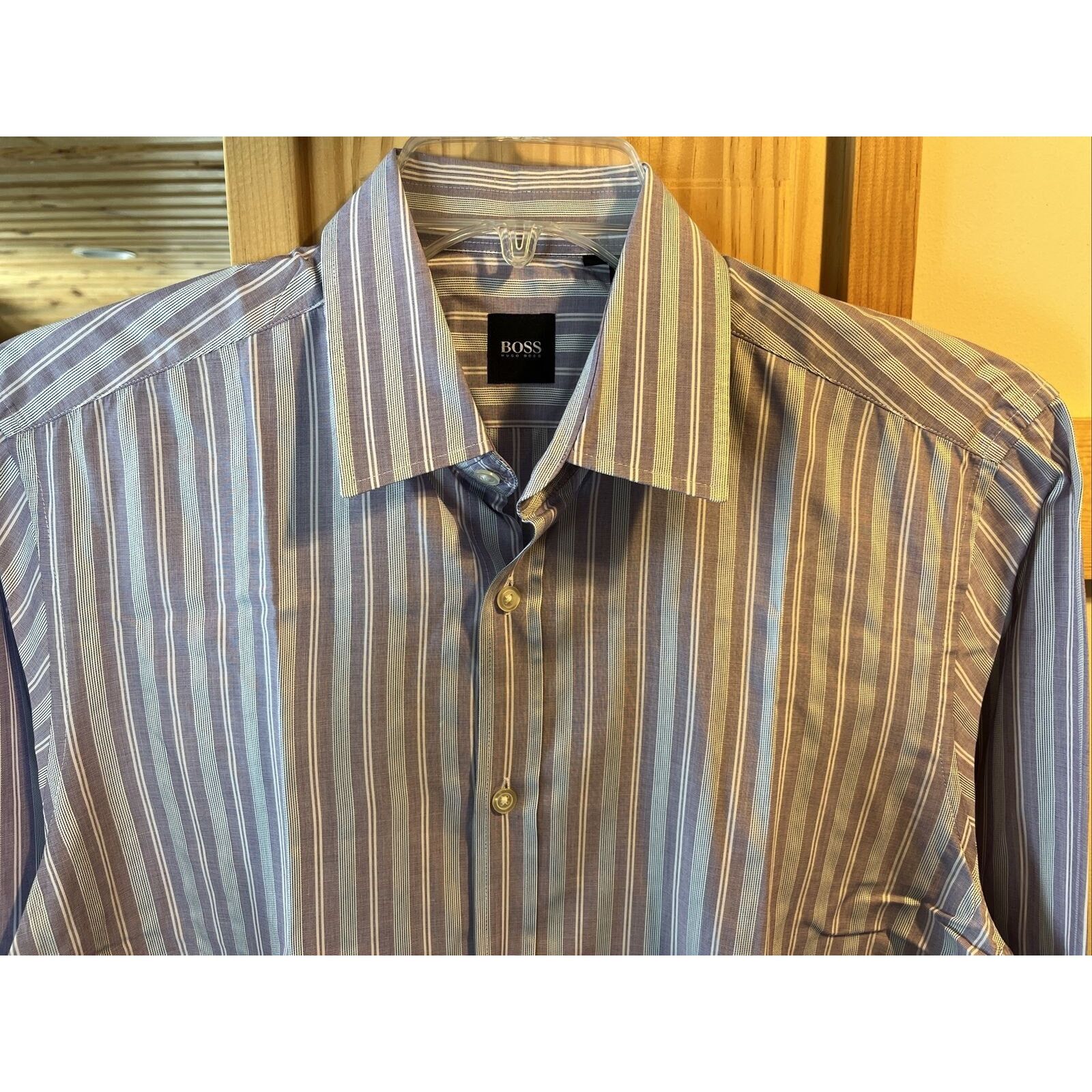 Hugo Boss Hugo Boss Men’s L Purple Striped LS Button Down Cotton Shirt Size US L / EU 52-54 / 3 - 8 Thumbnail