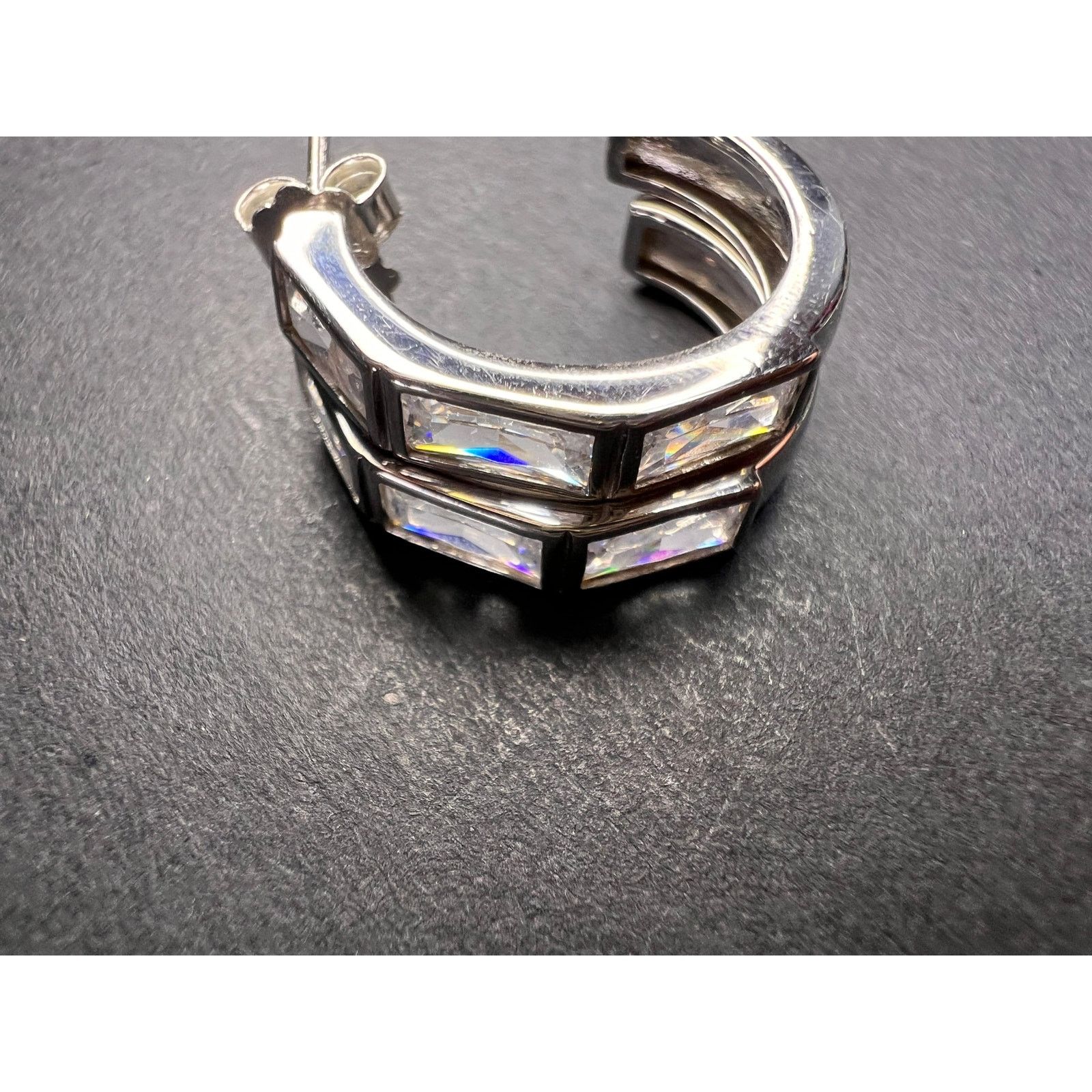 Other CZ half hoop earrings in sterling silver Size ONE SIZE - 5 Thumbnail
