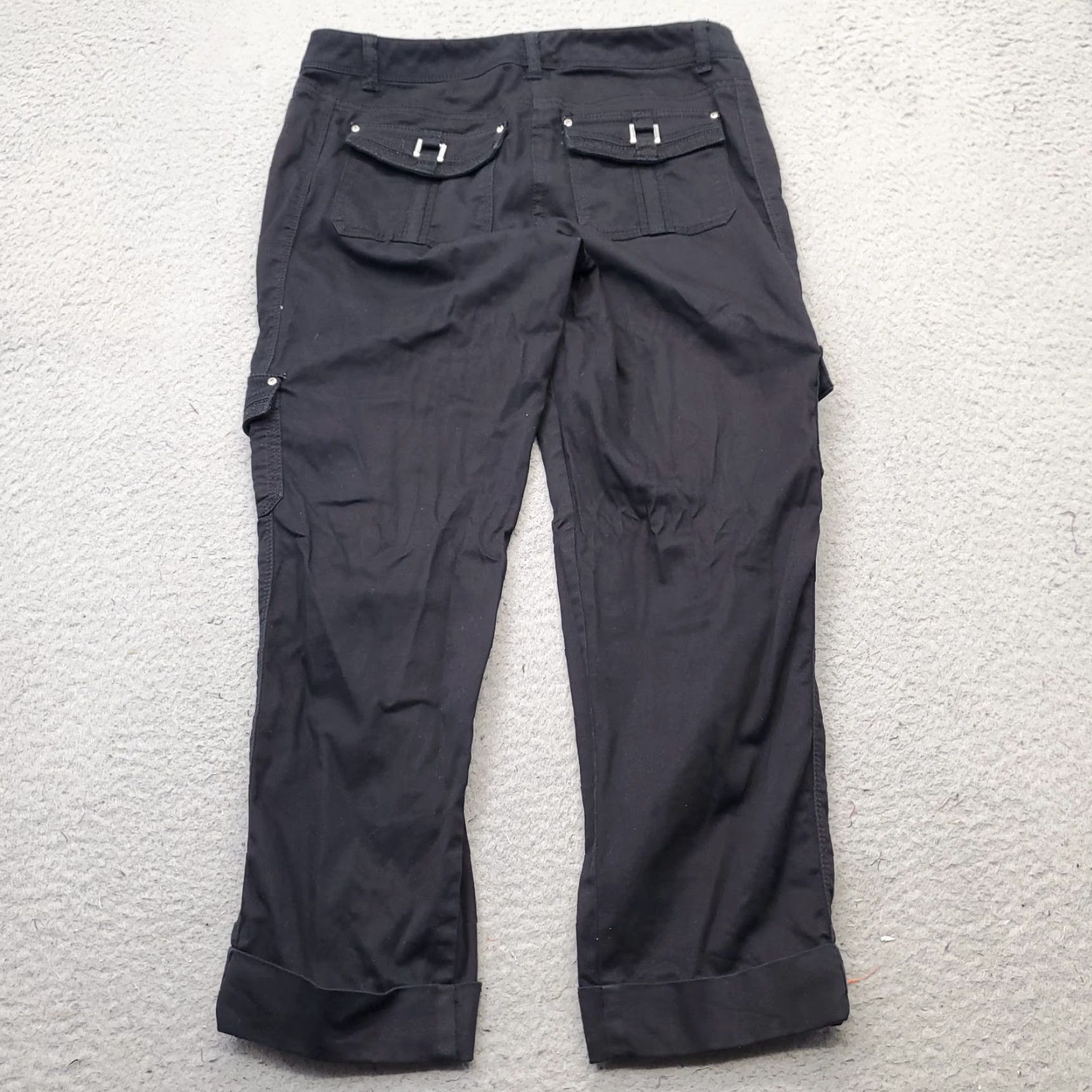 White House Black Market White House Black Market Pants Womens 0 Black Cotton Cargo Utility Flat Front Inseam 23" Regular Size 0 Mens? Size 25" / US 0 / IT 36 - 2 Thumbnail