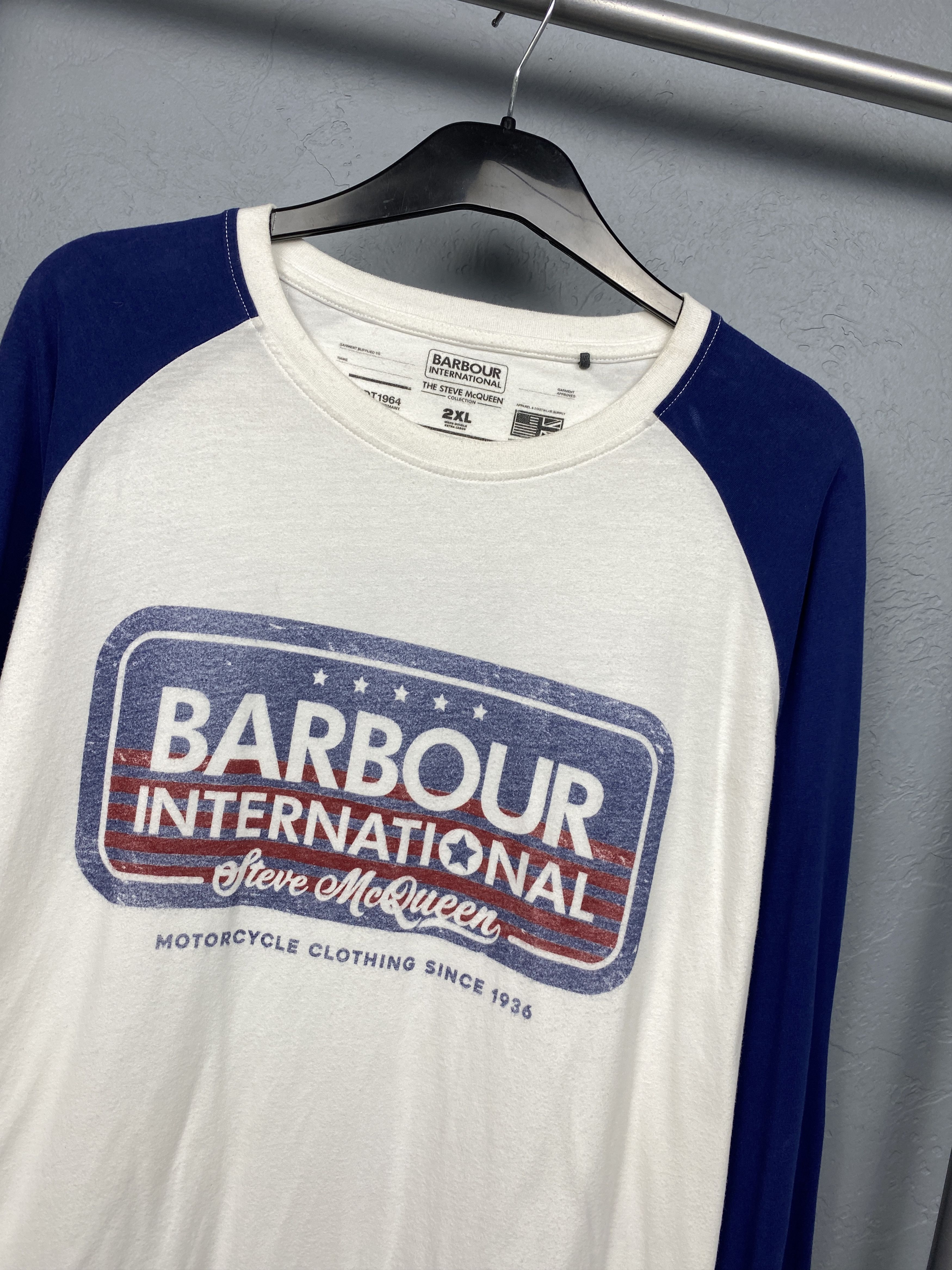 Barbour × Vintage Barbour International Steve McQueen Mens Long Sleeve T-Shirt Size US XXL / EU 58 / 5 - 2 Thumbnail