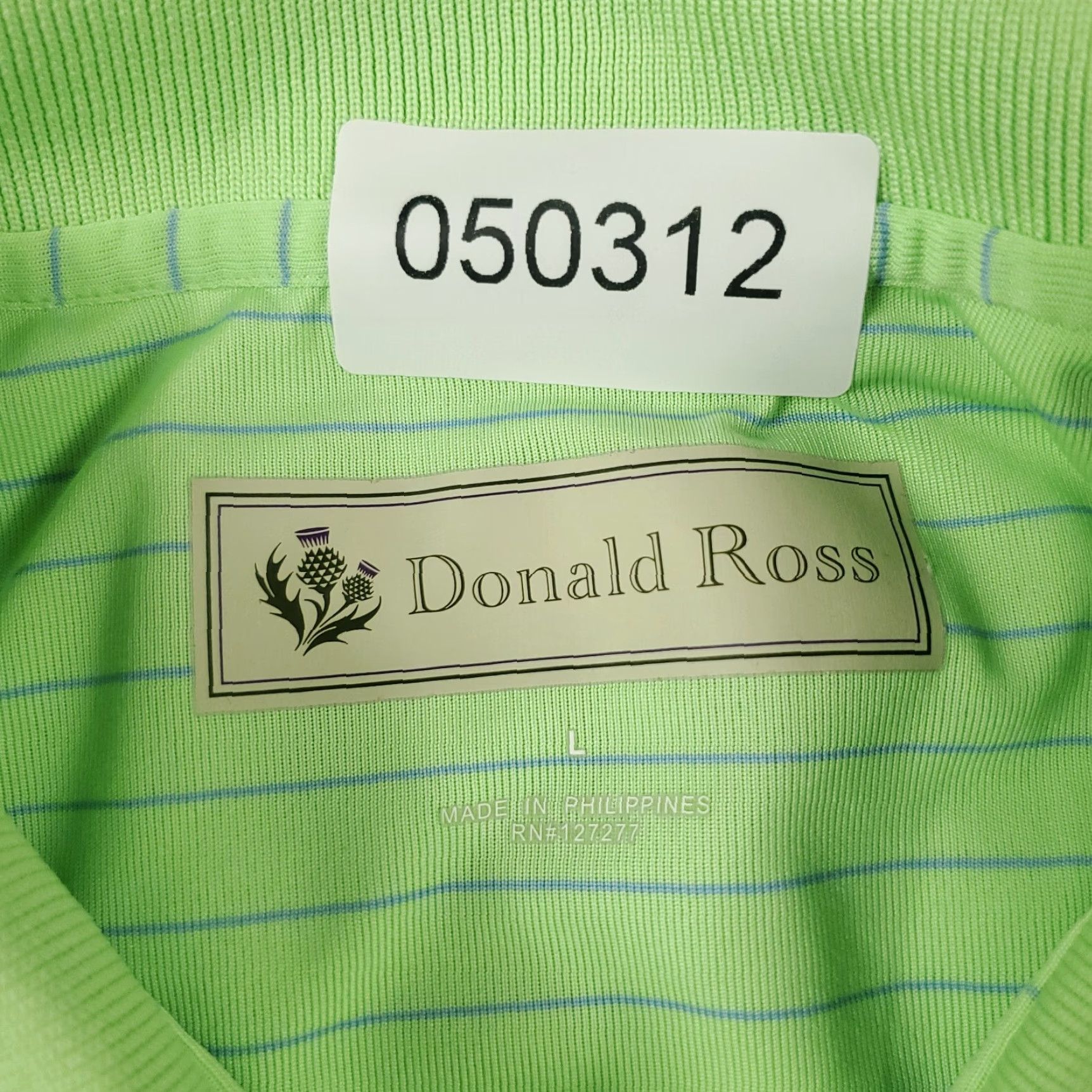 Vintage Donald Ross Polo Shirt Mens Large Green Striped Short Sleeve Collared Button Regular Size US L / EU 52-54 / 3 - 7 Thumbnail
