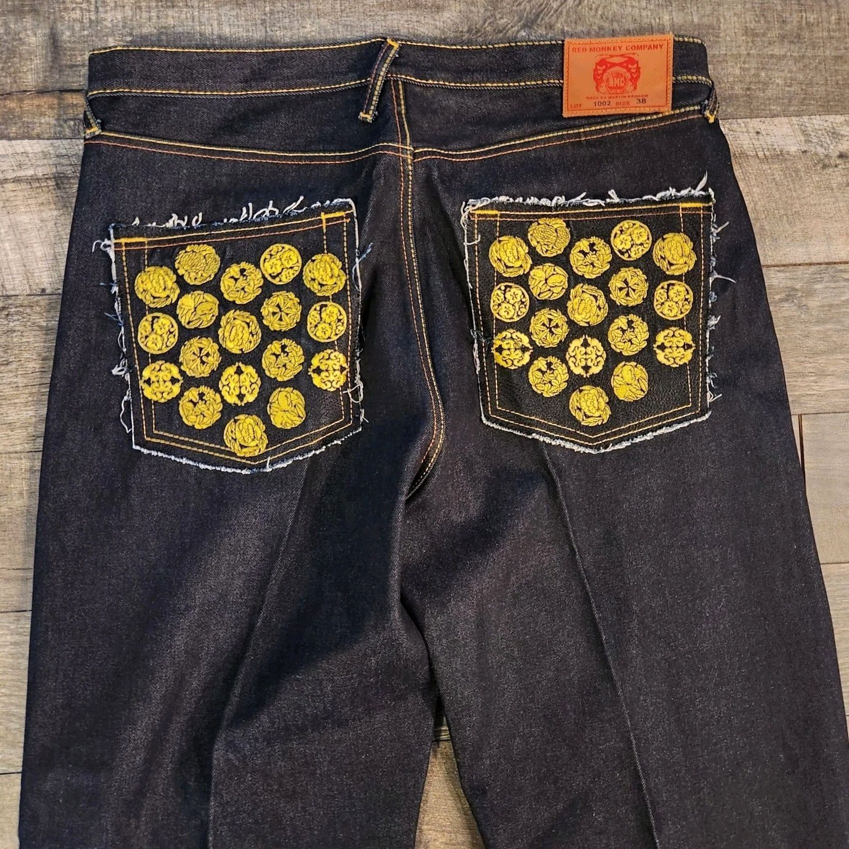 RMC Jeans VINTAGE Red Monkey Jeans Mens 38x36 Baggy Embroidered Dark Blue Wide-Leg Jeans Mens Regular 38x36 Boys? Size US 38 / EU 54 - 3 Thumbnail