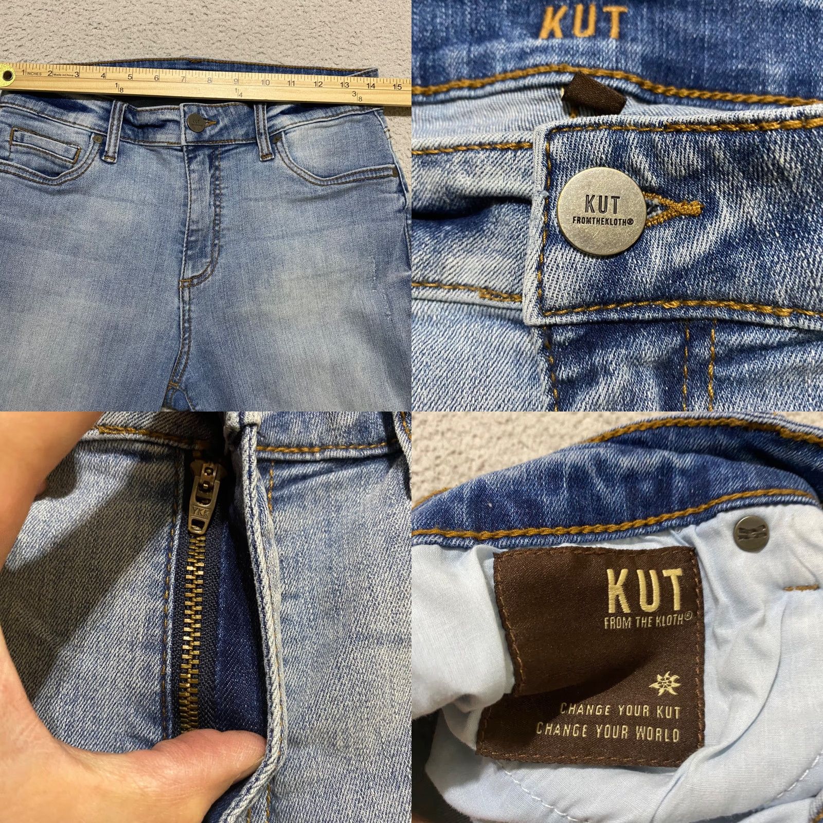 Vintage Kut From the Kloth Womens Jeans 4 Blue Medium Wash High Rise Boyfriend Distress Size 27" / US 4 / IT 40 - 8 Thumbnail
