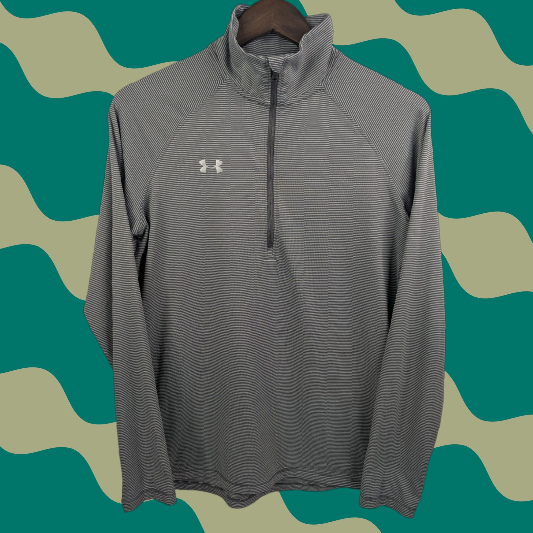 Under Armour Under Armour Womens Pullover 1/4 Zip HeatGear Long Sleeve Striped Mock Neck Medium Gray Size M / US 6-8 / IT 42-44 - 1 Thumbnail