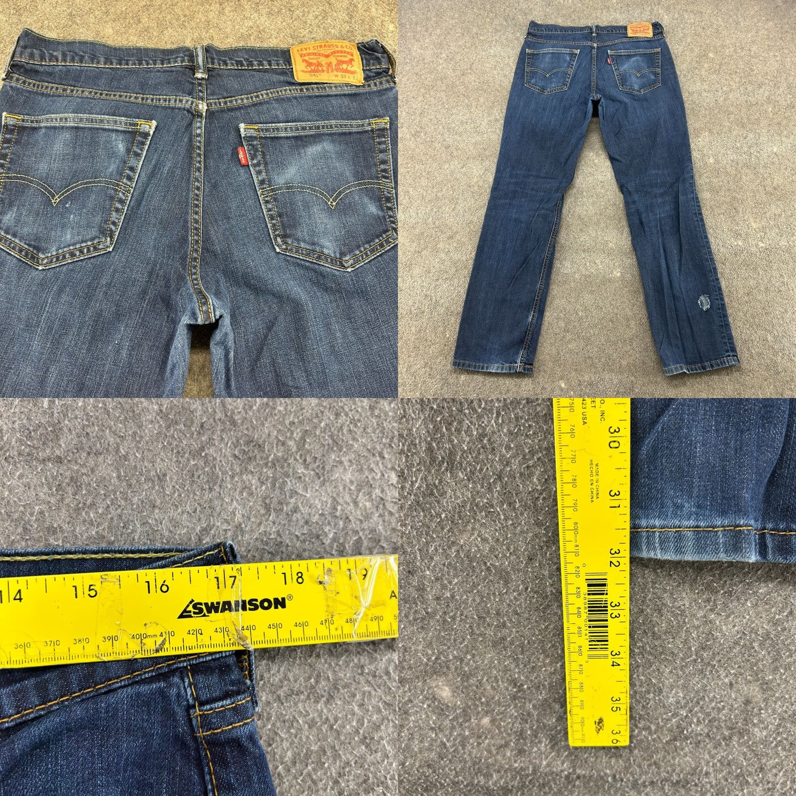 Levi's Levi's 541 Jeans Mens 33x32 Blue Athletic Fit Tapered Leg Dark Wash Stretch Size US 33 - 9 Thumbnail