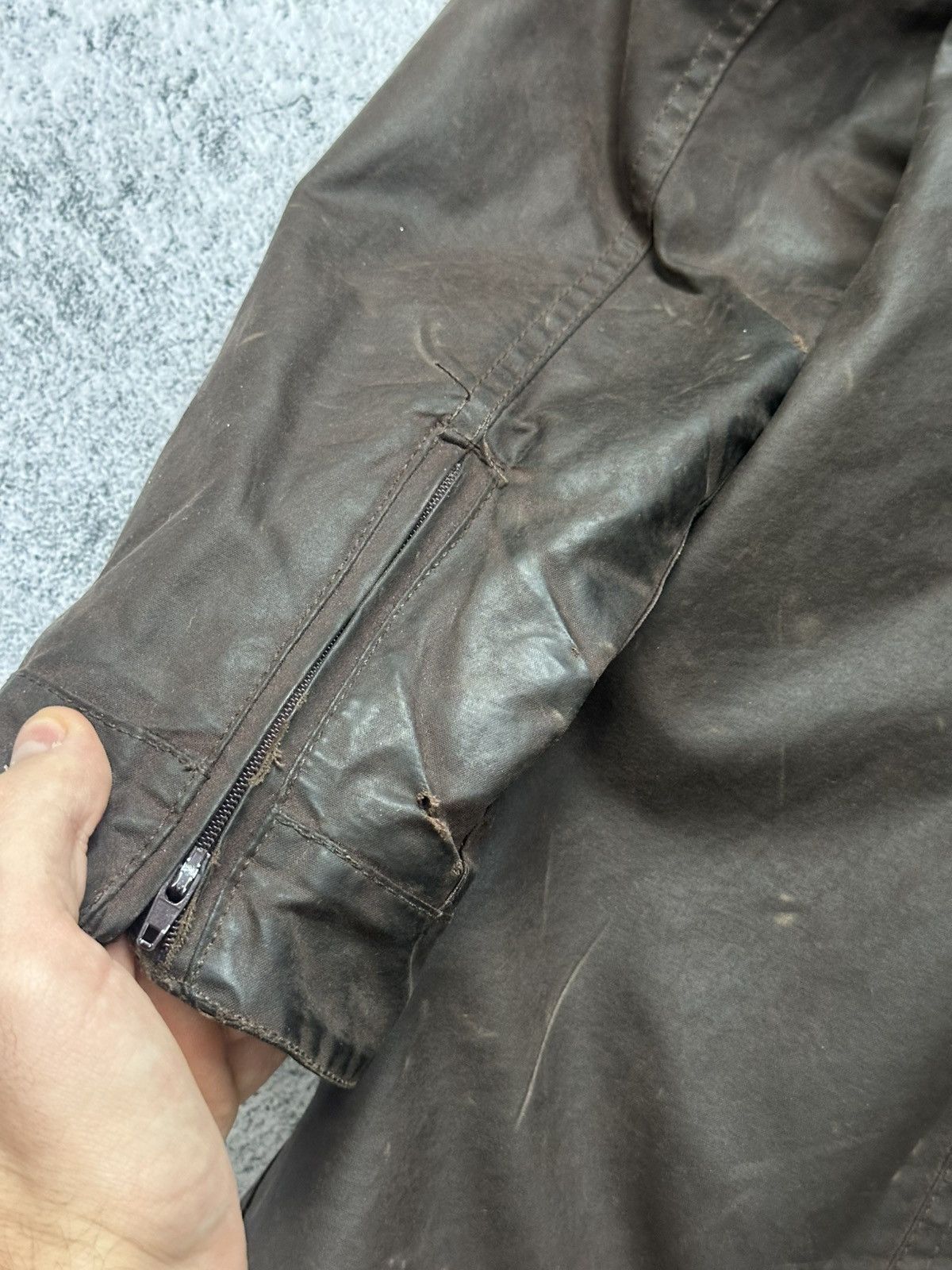 Barbour Vintage Wax Barbour Zip Jacket Distressed Fit Brown Size L / US 10 / IT 46 - 16 Thumbnail