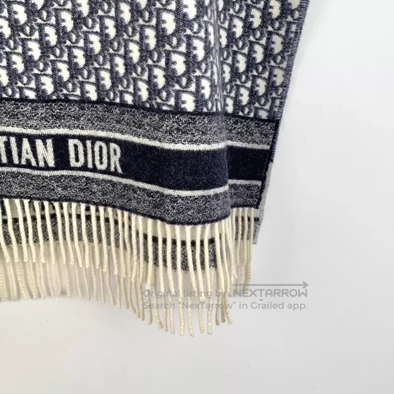Dior Dior SizeU Blue old flower full print round neck cashmere t Size ONE SIZE - 4 Thumbnail